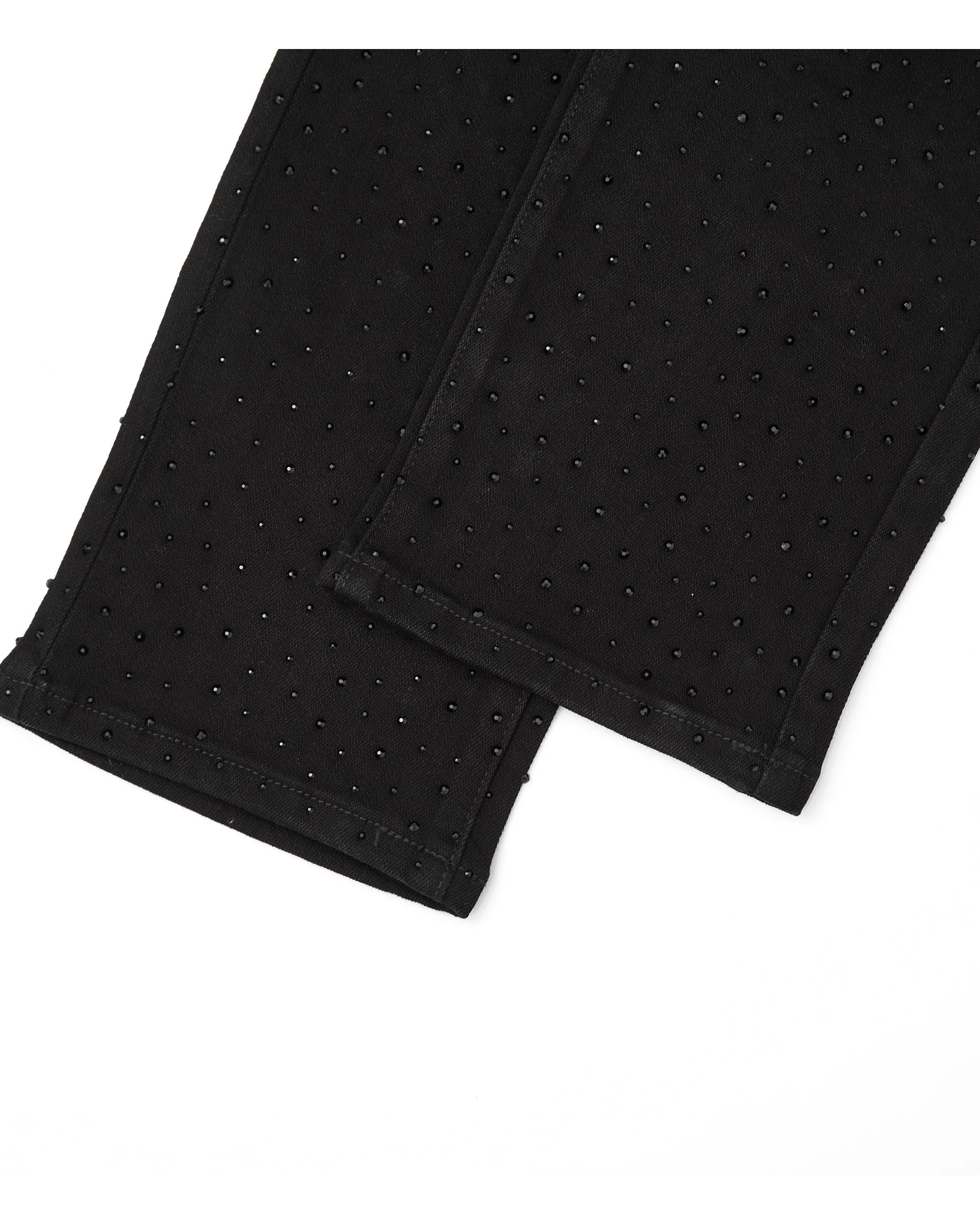 Solomon Rhinestone Straight Leg Denim - Black - Image 10