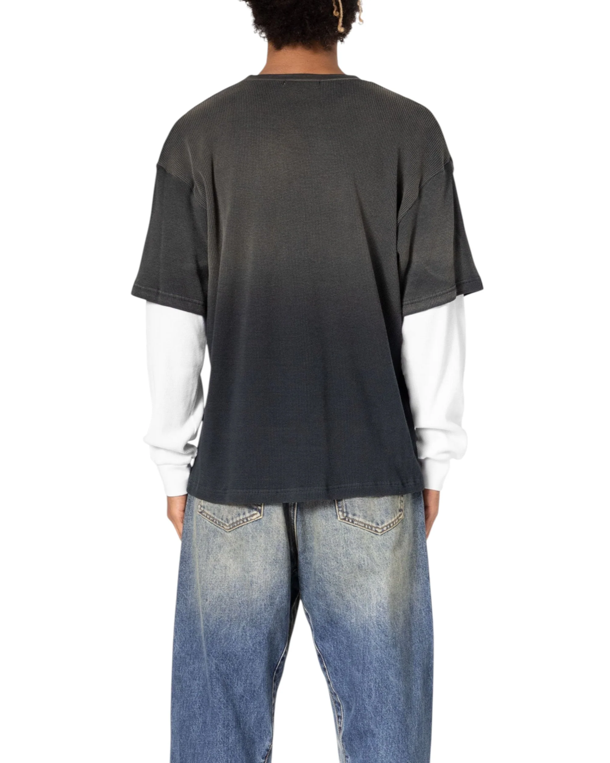Sprayed Thermal L/S Tee - Black/White - Image 2