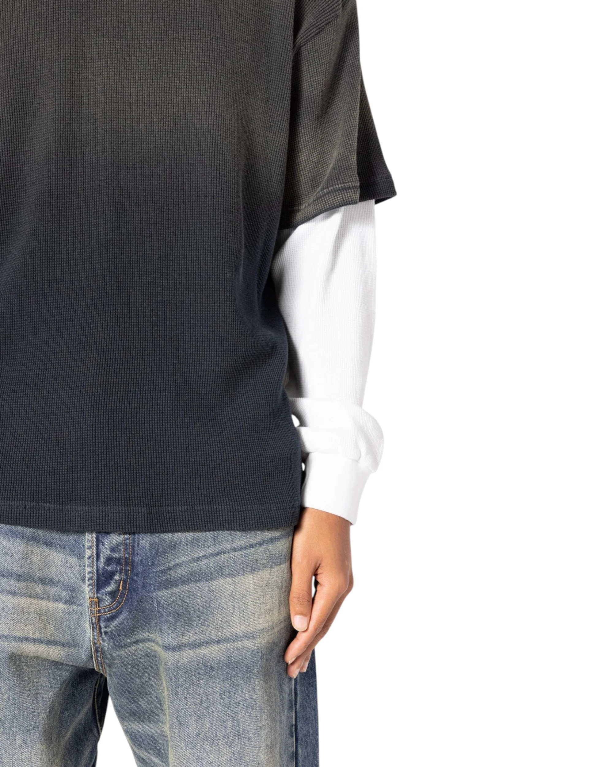 Sprayed Thermal L/S Tee - Black/White - Image 7