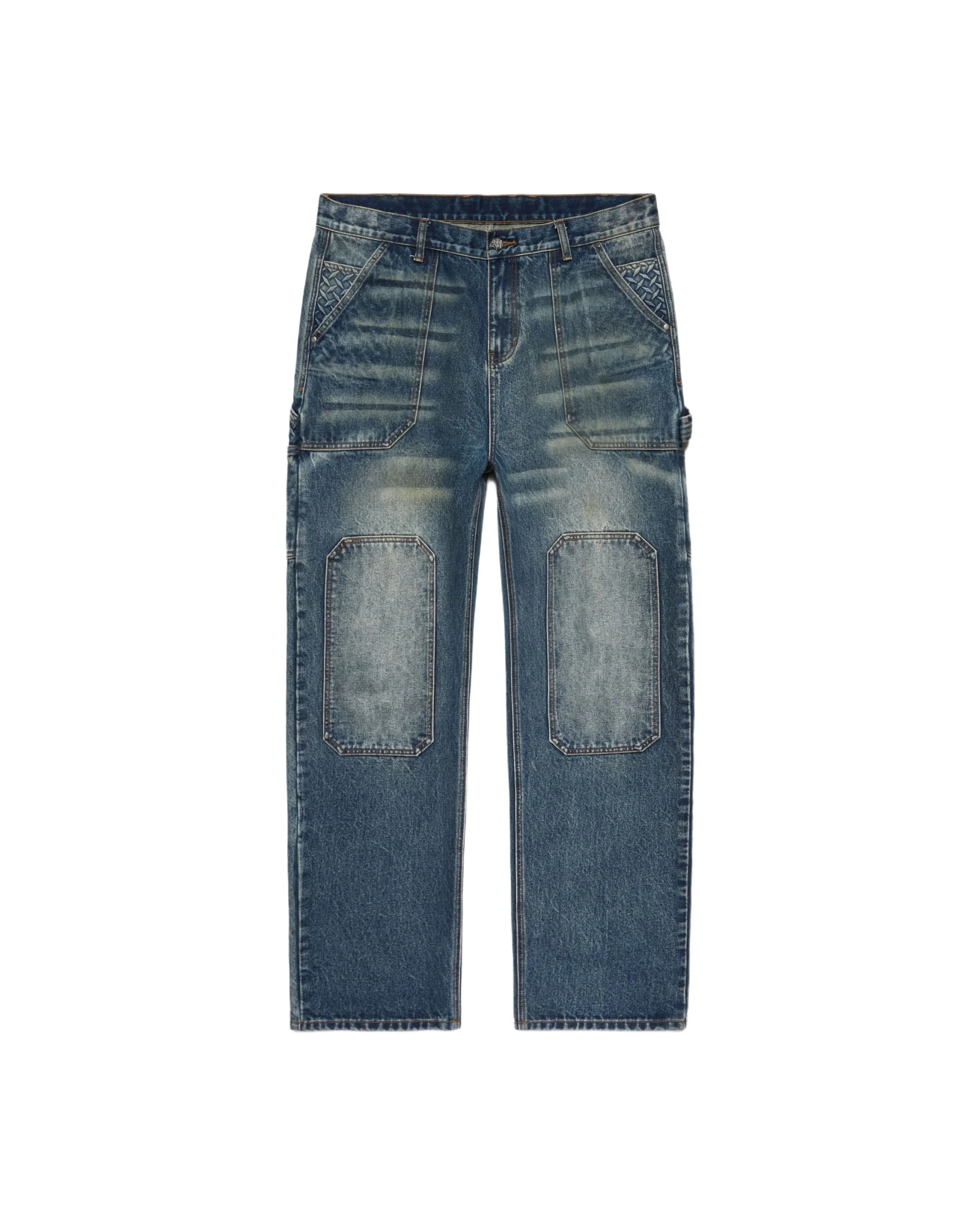 STEEL EMBOSSED DENIM CARPENTER PANTS