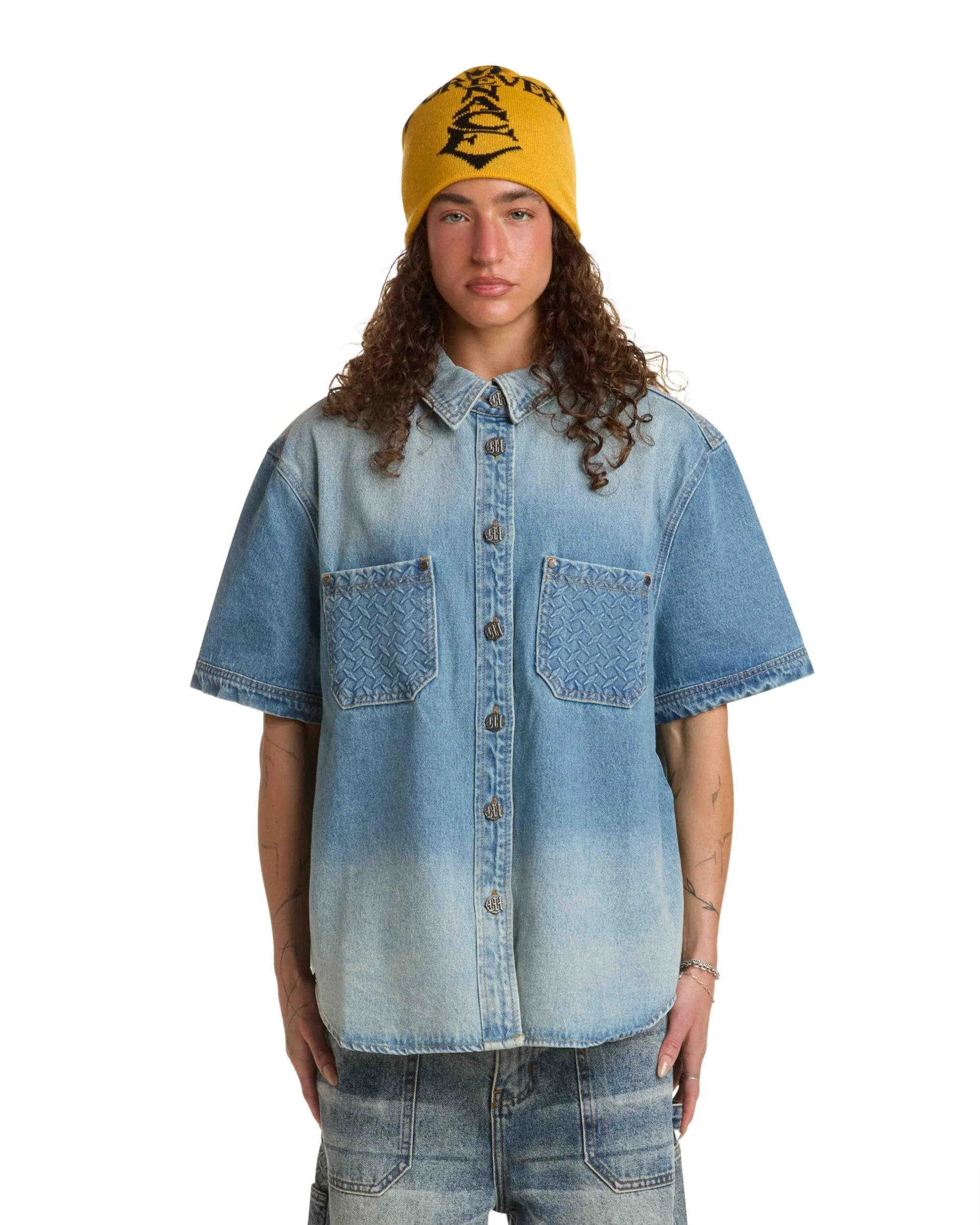 STEEL EMBOSSED DENIM WORK SHIRT - Image 3