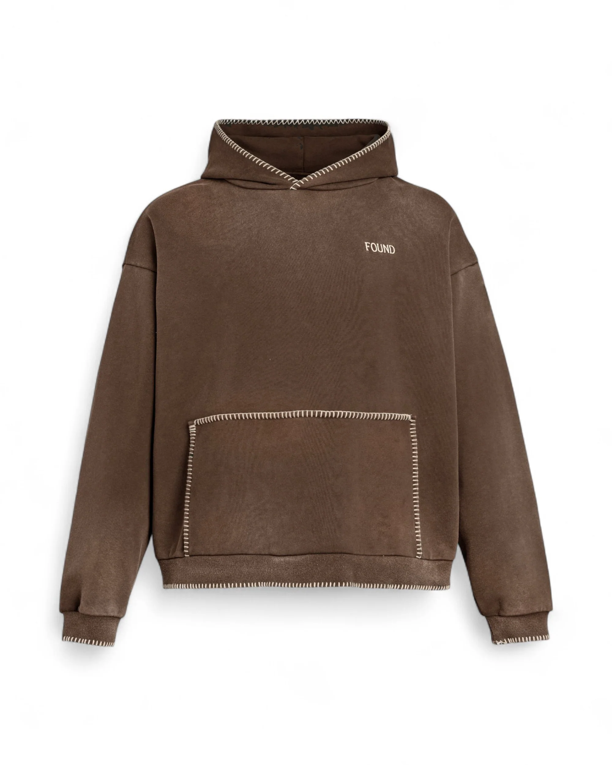 Stitched Border Distressed Logo Hoodie