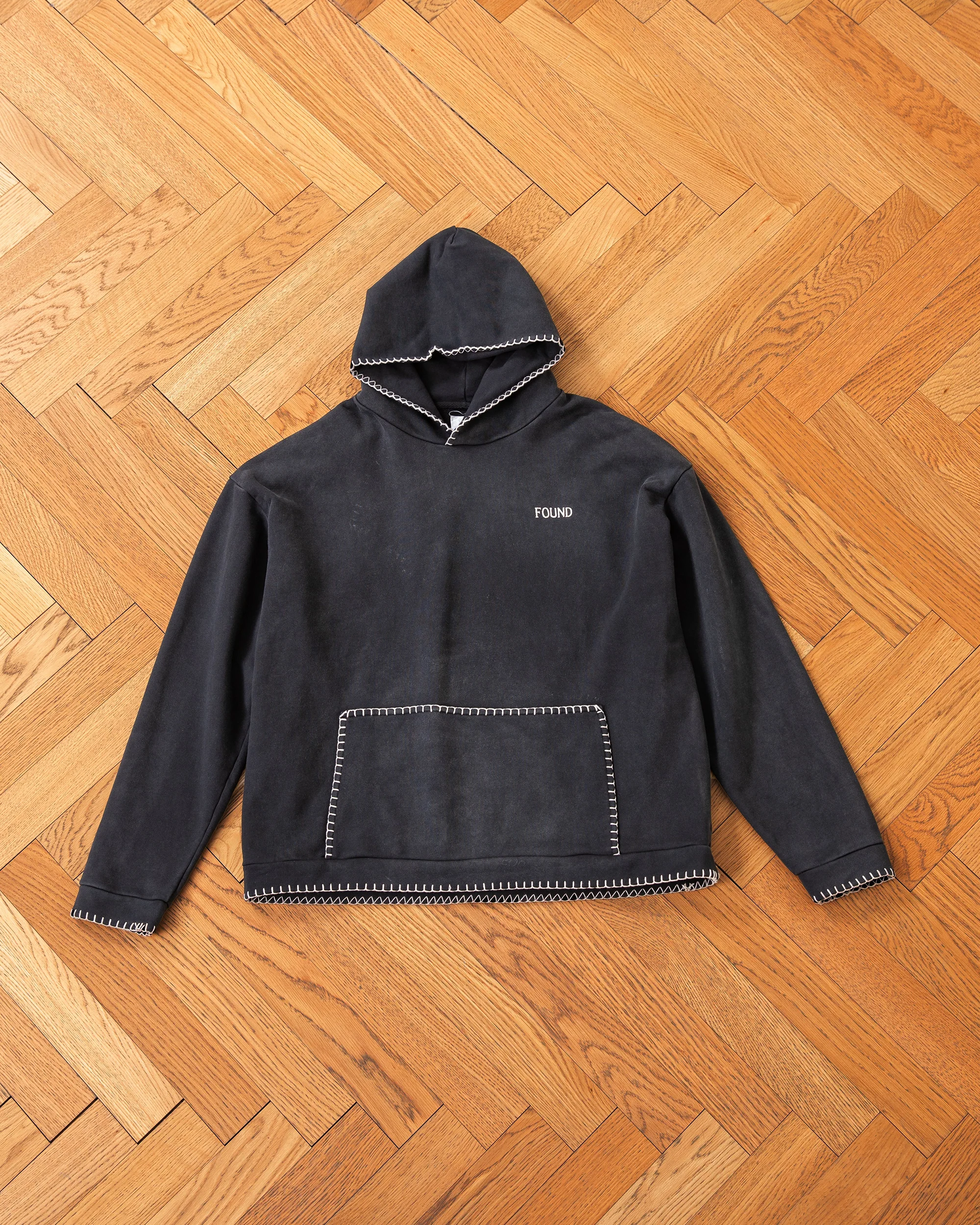 Stitched Border Distressed Logo Hoodie - Image 5