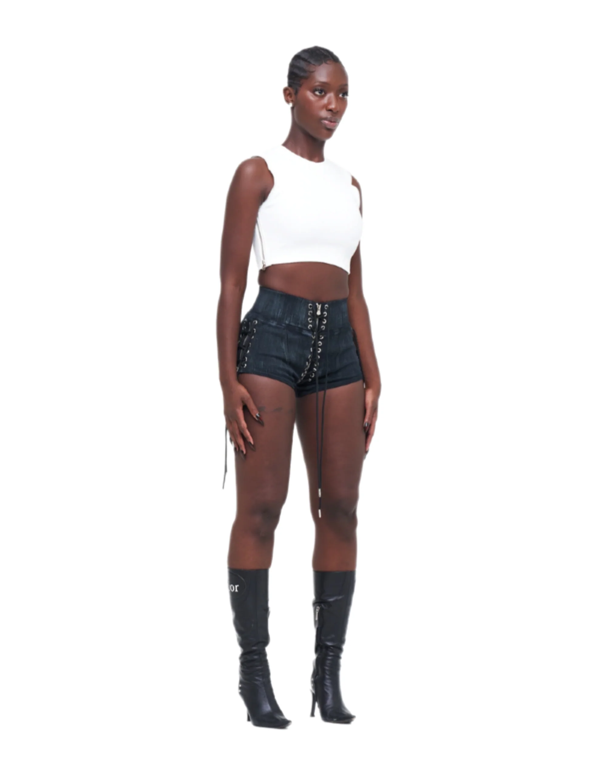 STONE-WASHED UZIP SHORTS