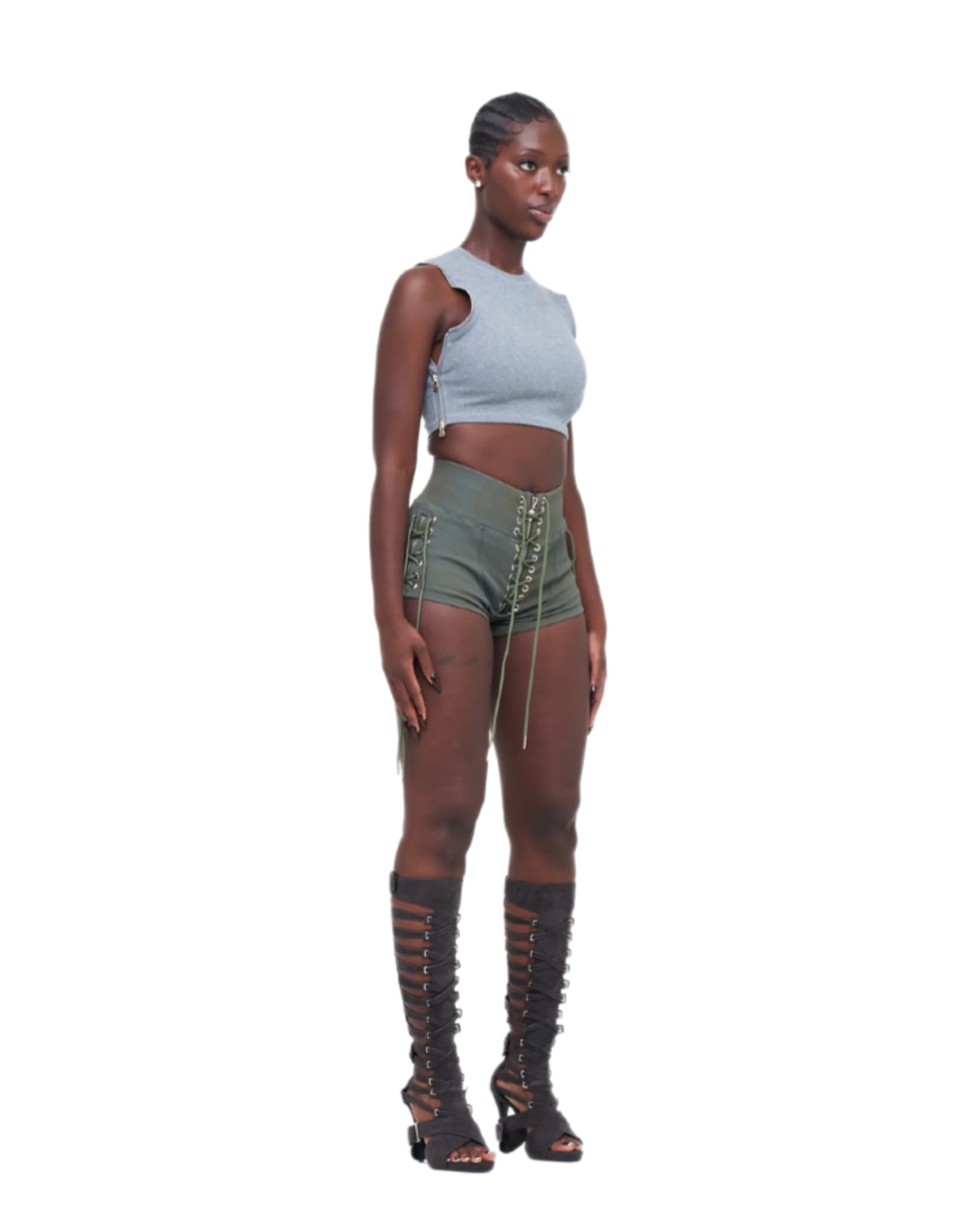 STONE-WASHED UZIP SHORTS - Image 3