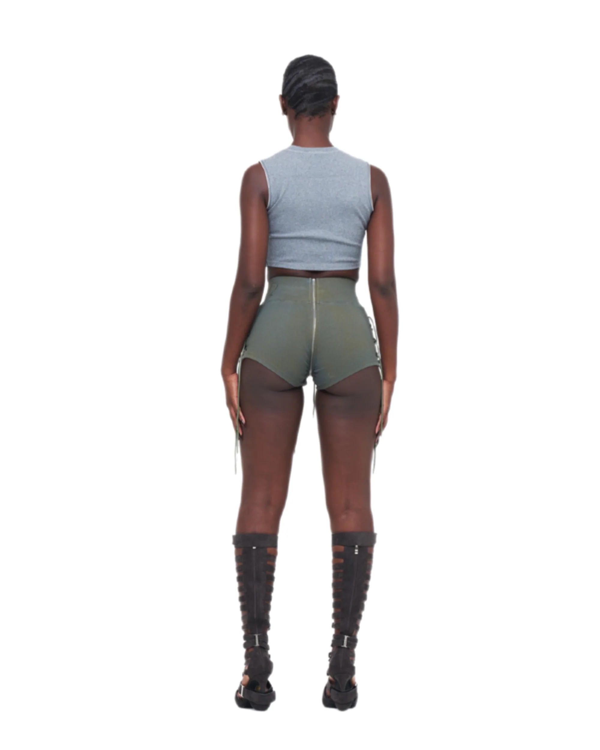 STONE-WASHED UZIP SHORTS - Image 4