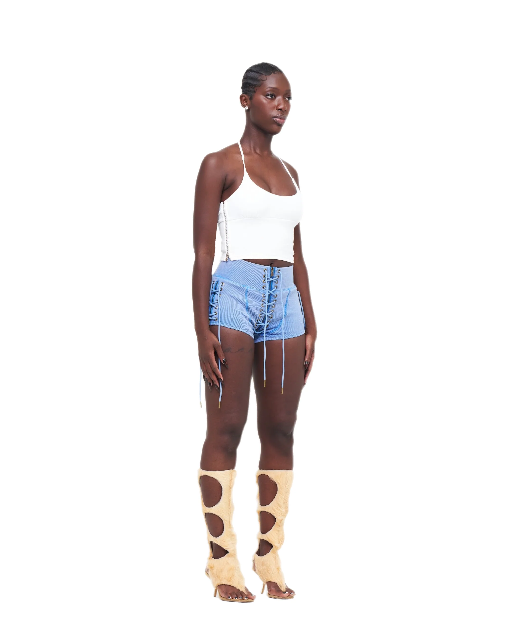 STONE-WASHED UZIP SHORTS - Image 7