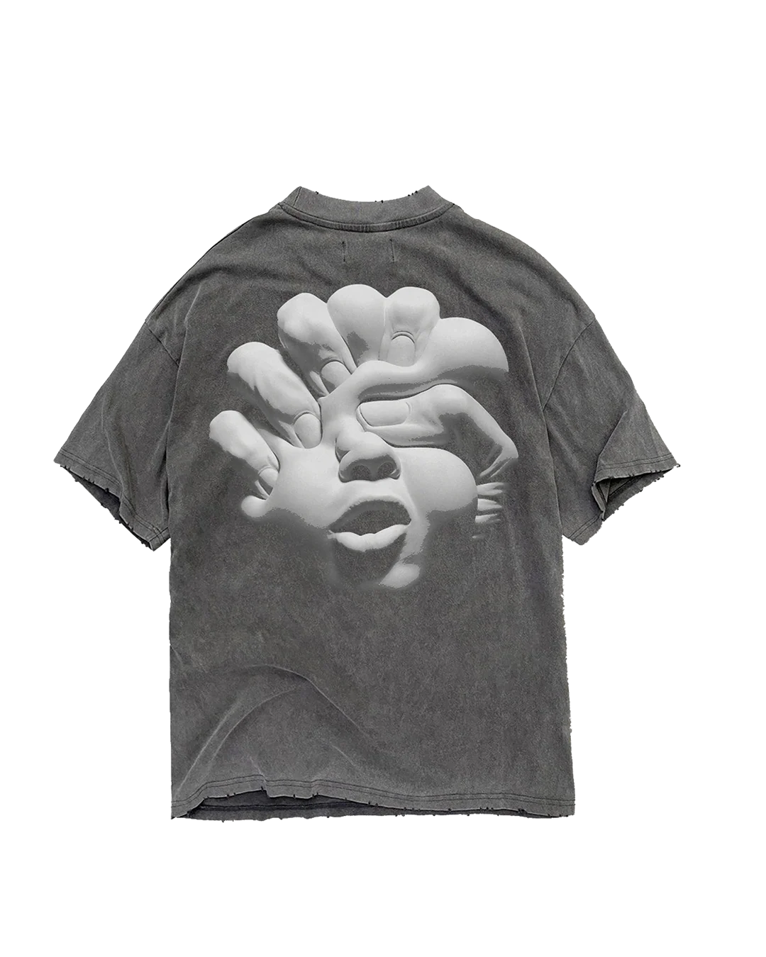 Strata x Korn Requiem Grey Acid  Wash T-Shirt feat. Album Art Printed on Back - Image 2