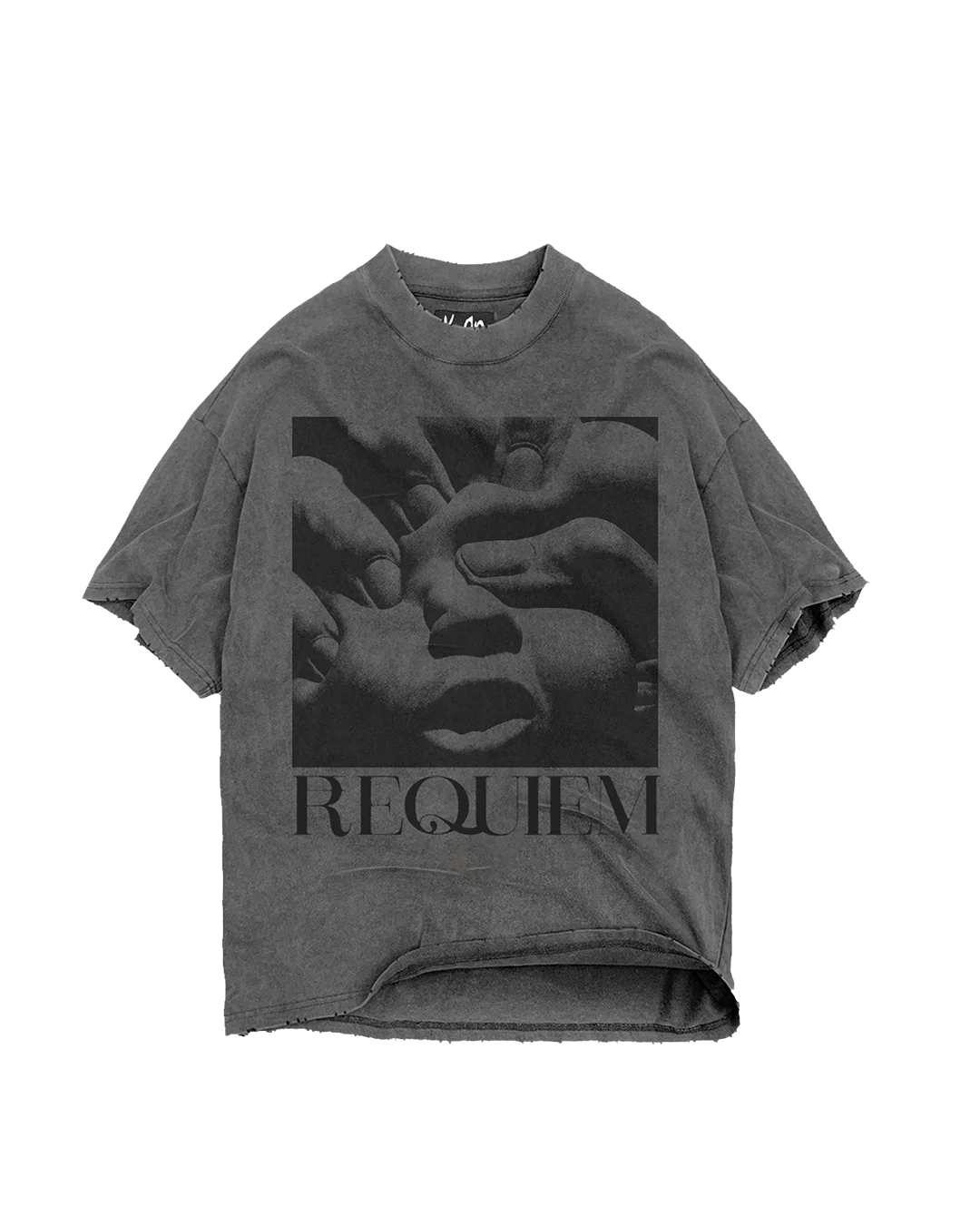 Strata x Korn Requiem Grey Acid  Wash T-Shirt feat. Korn Back Logo