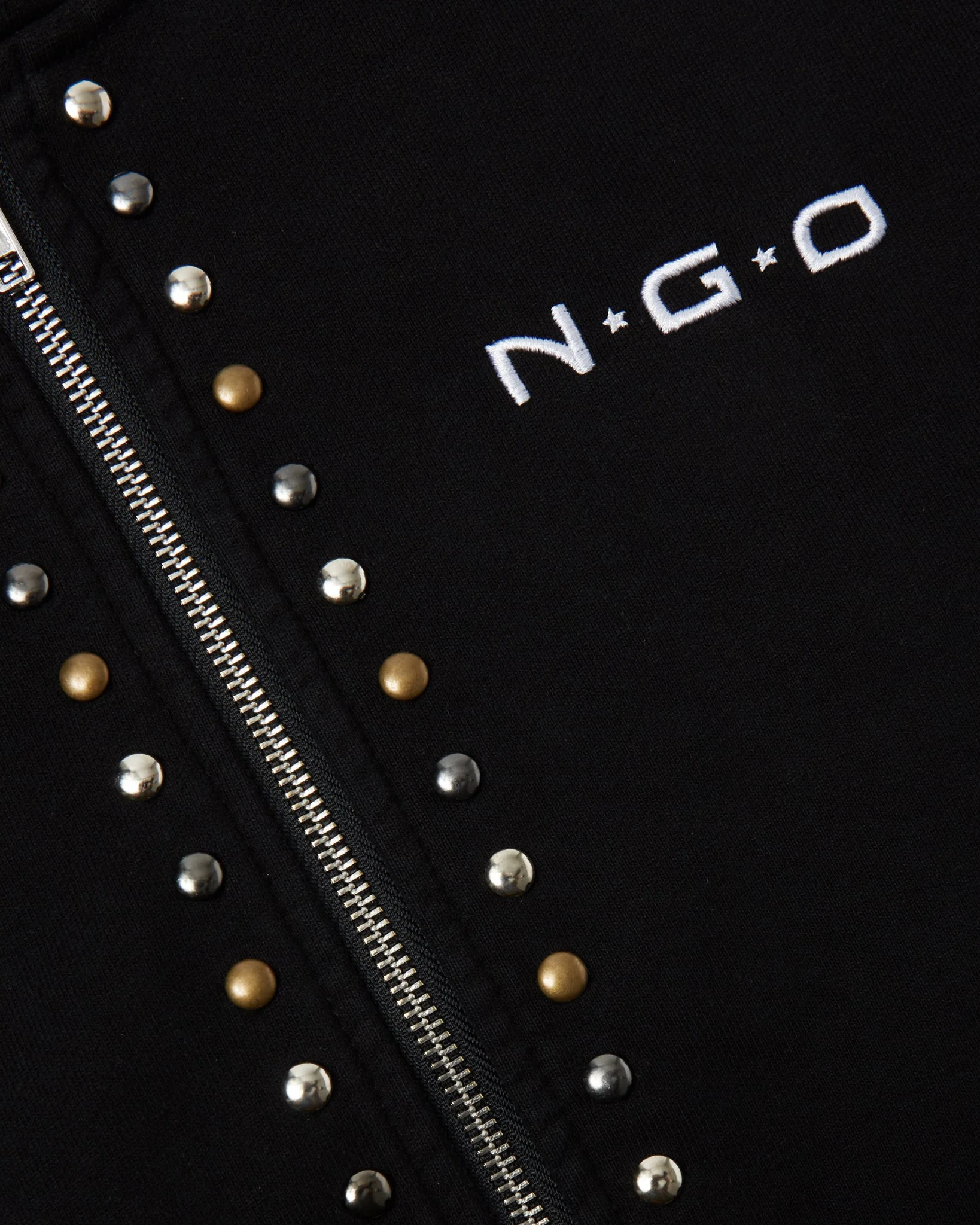 STUDDED BLACK ZIP UP HOODIE - Image 7