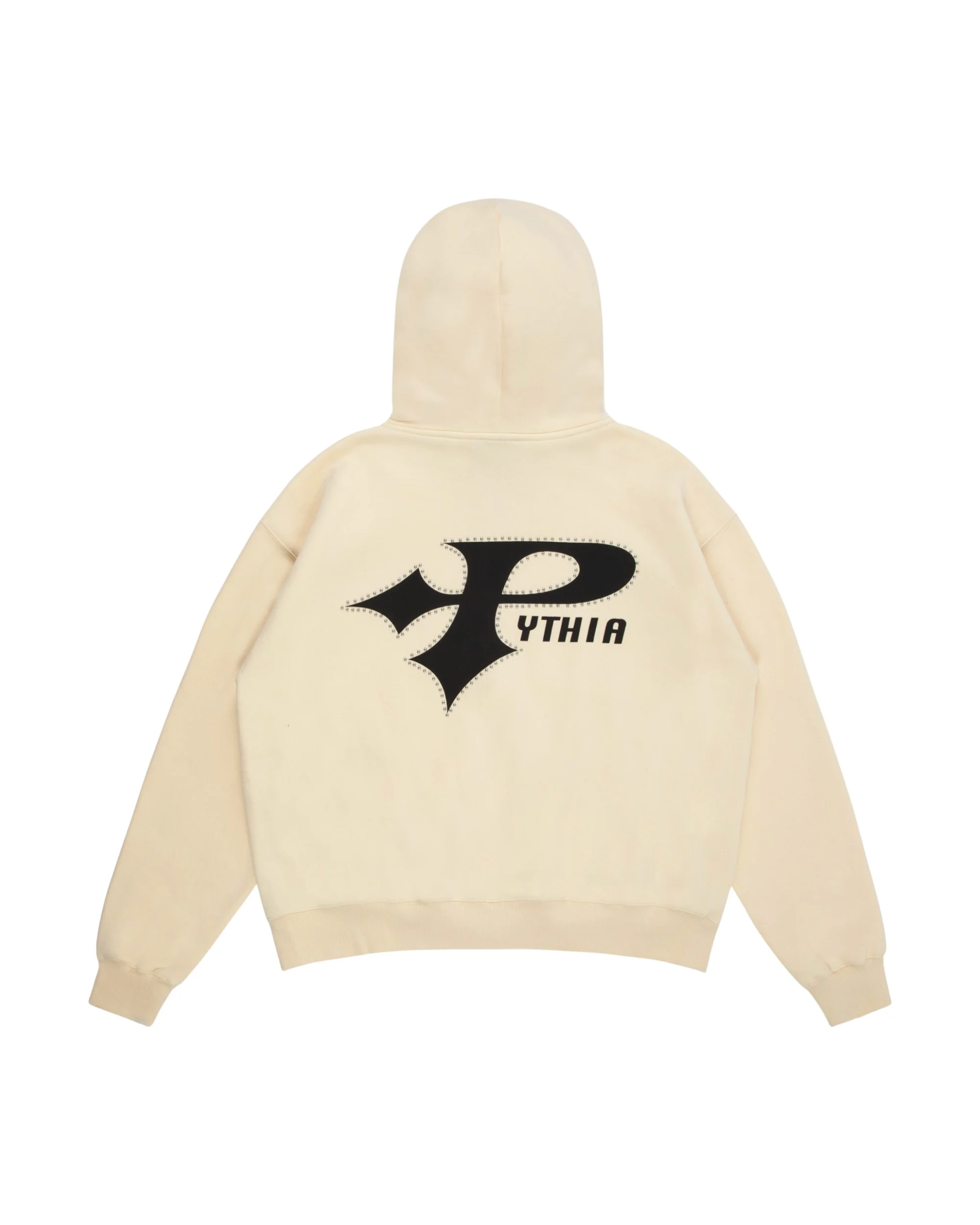 STUDDED LOGO HOODIE - CREAM - Image 2