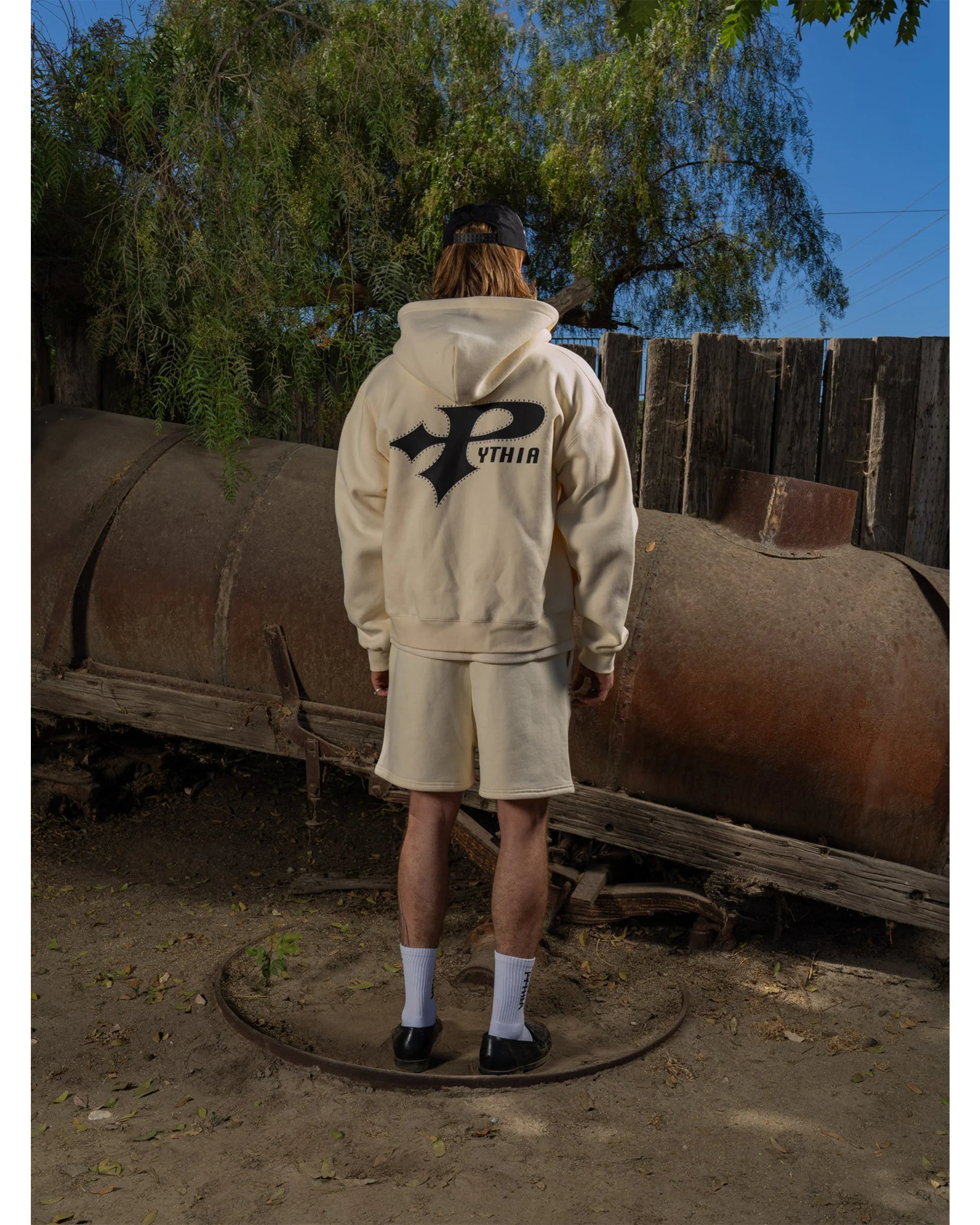 STUDDED LOGO HOODIE - CREAM - Image 8