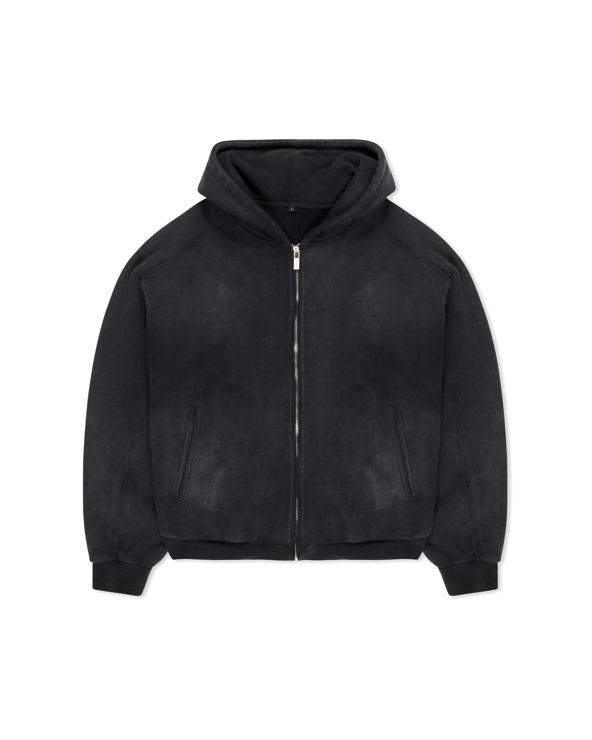 SUNFADED BLACK ZIP UP HOODIE