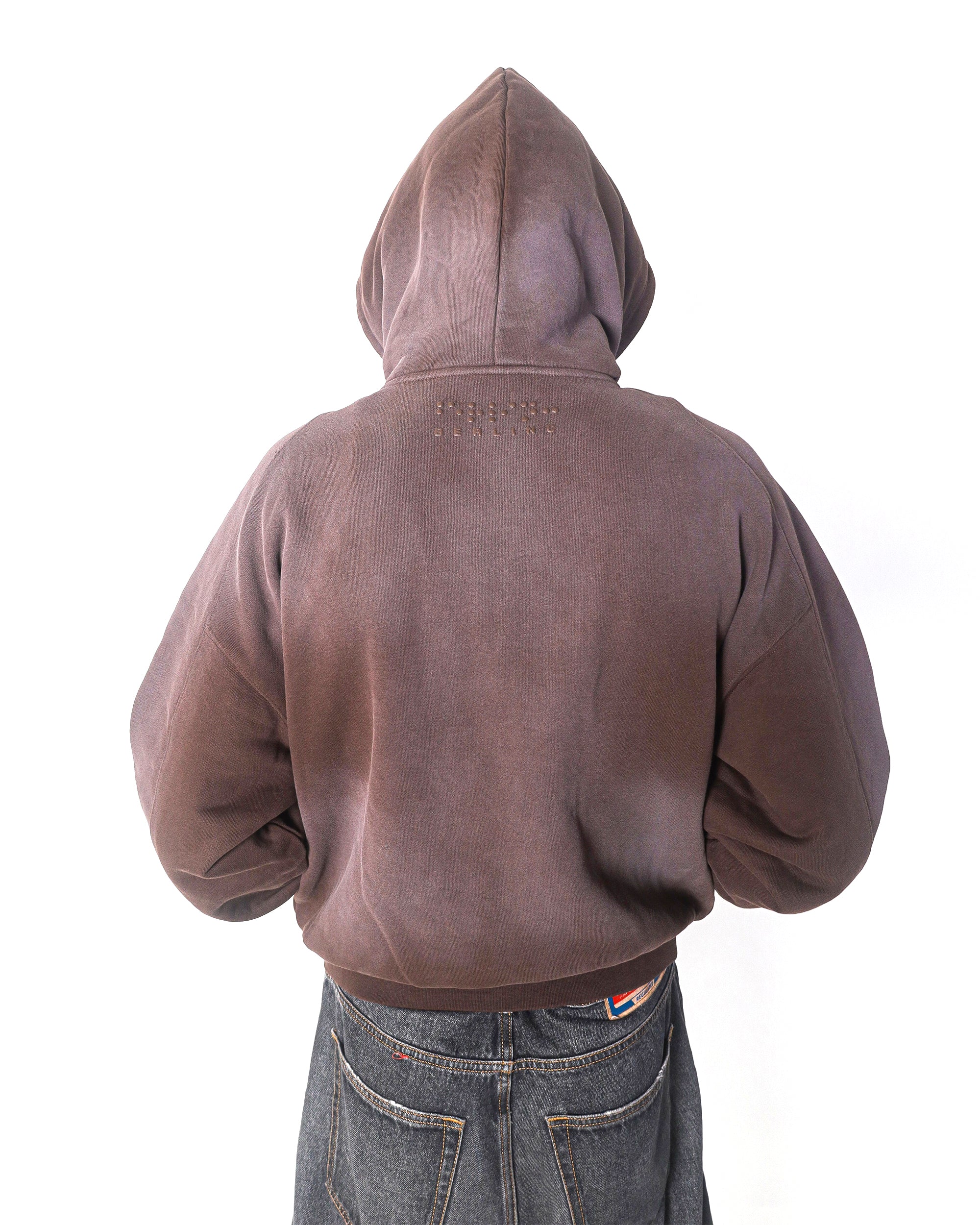 sunfaded brown zip up hoodie - Image 4