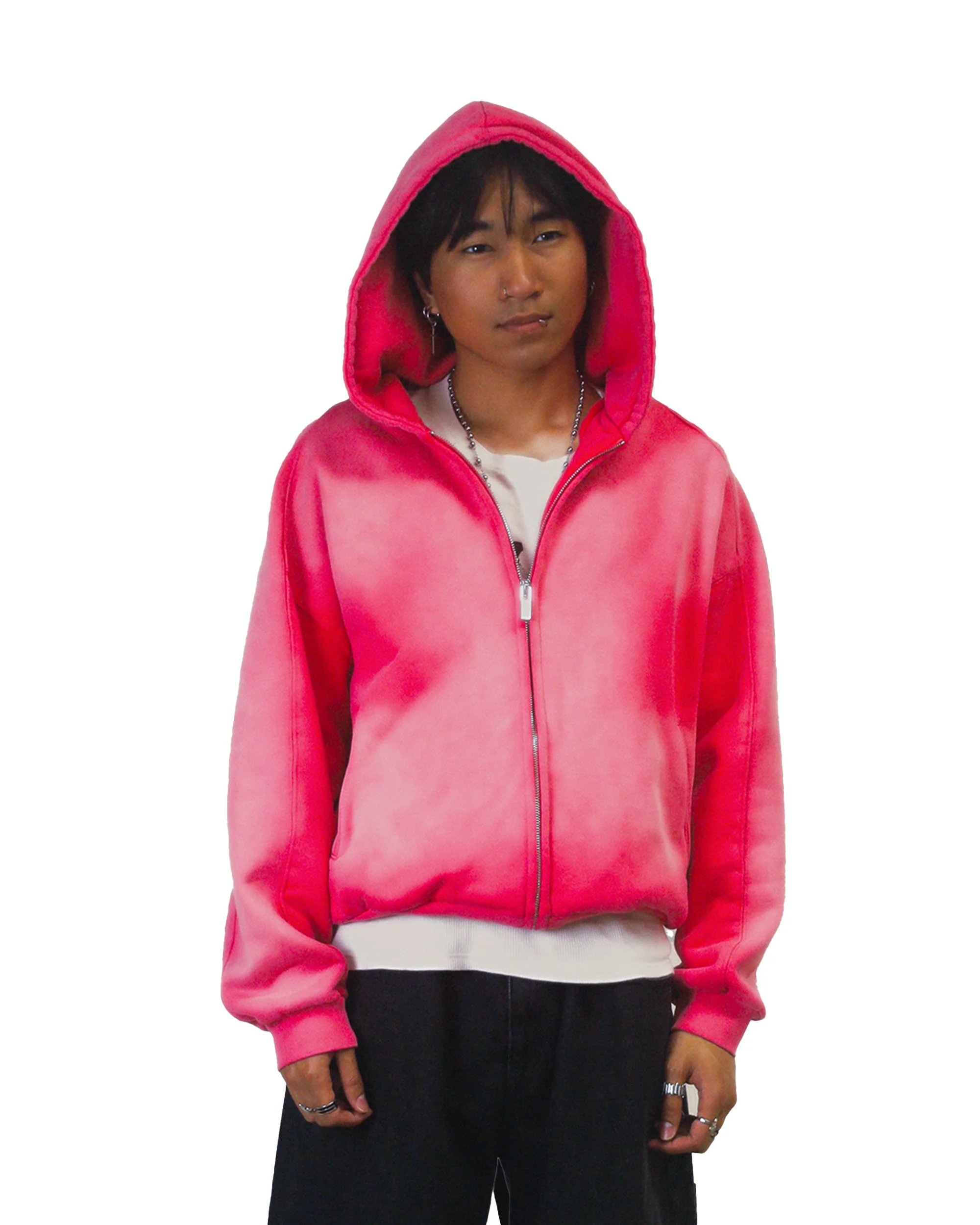 SUNFADED PINK ZIP UP HOODIE - Image 3