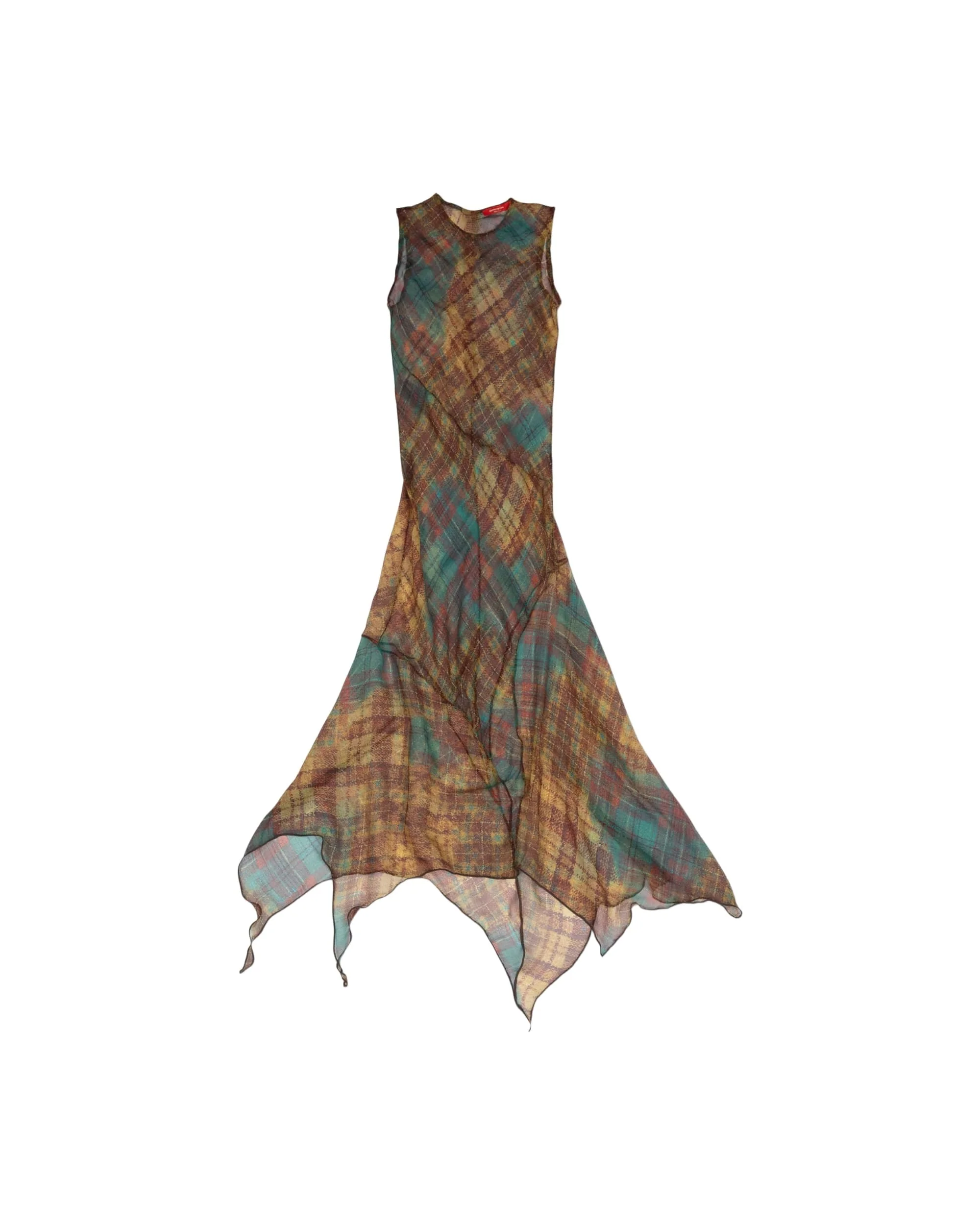 SUNSET PLAID SILK DRESS