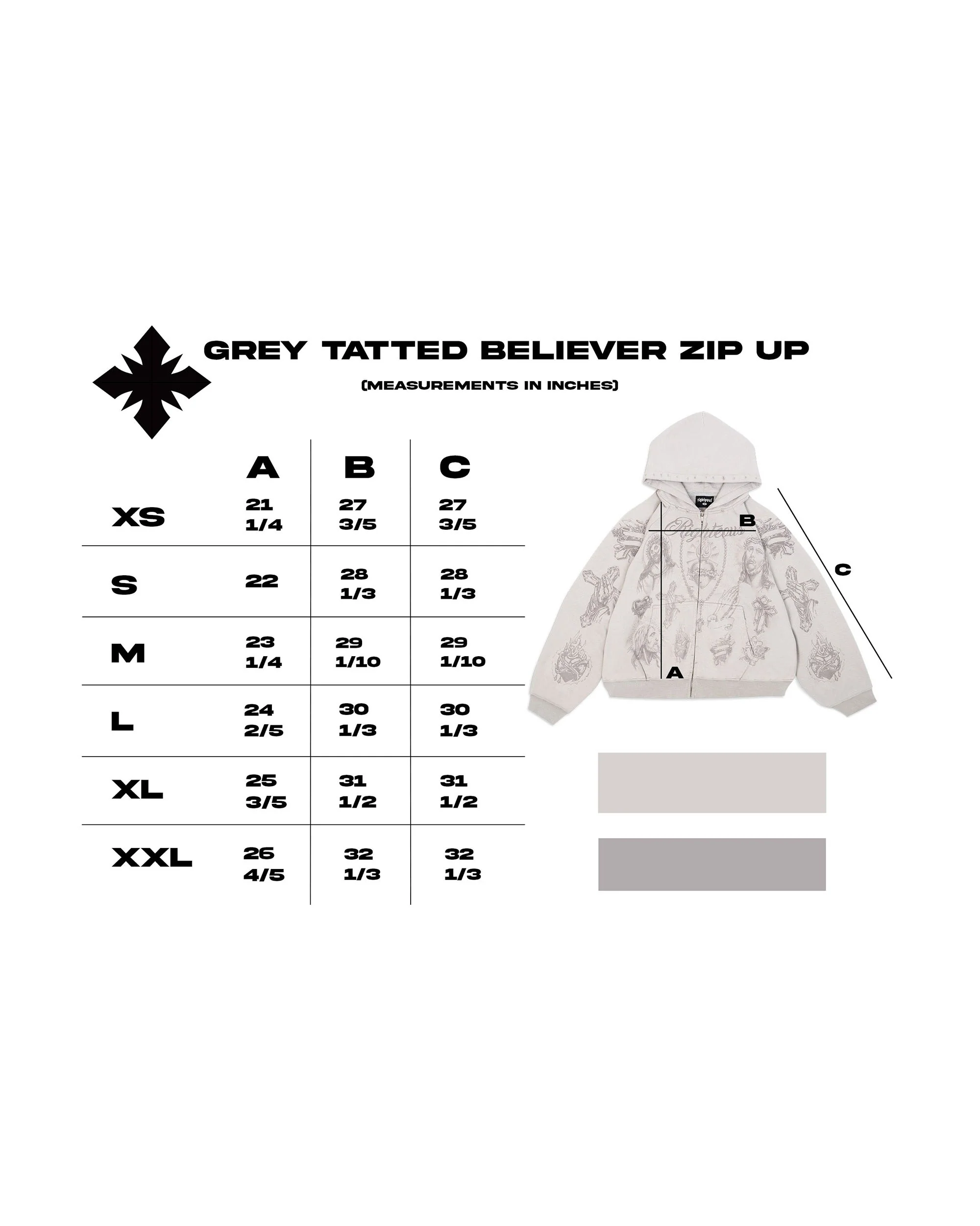 "Tatted Believer" Zip Up (Grey) - Image 3