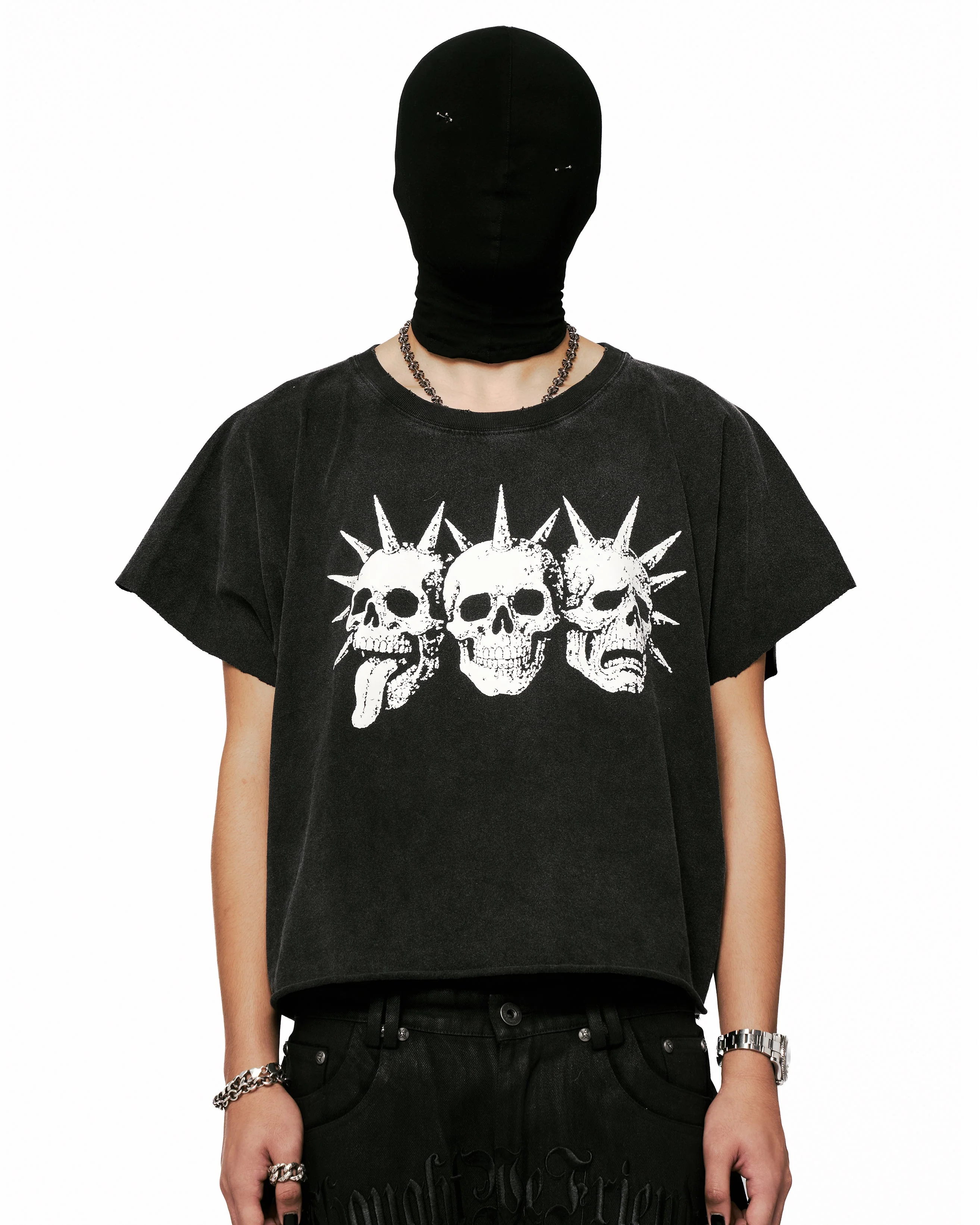 Tavius 3 Faces Loose T-shirt in Washed Black - Image 5