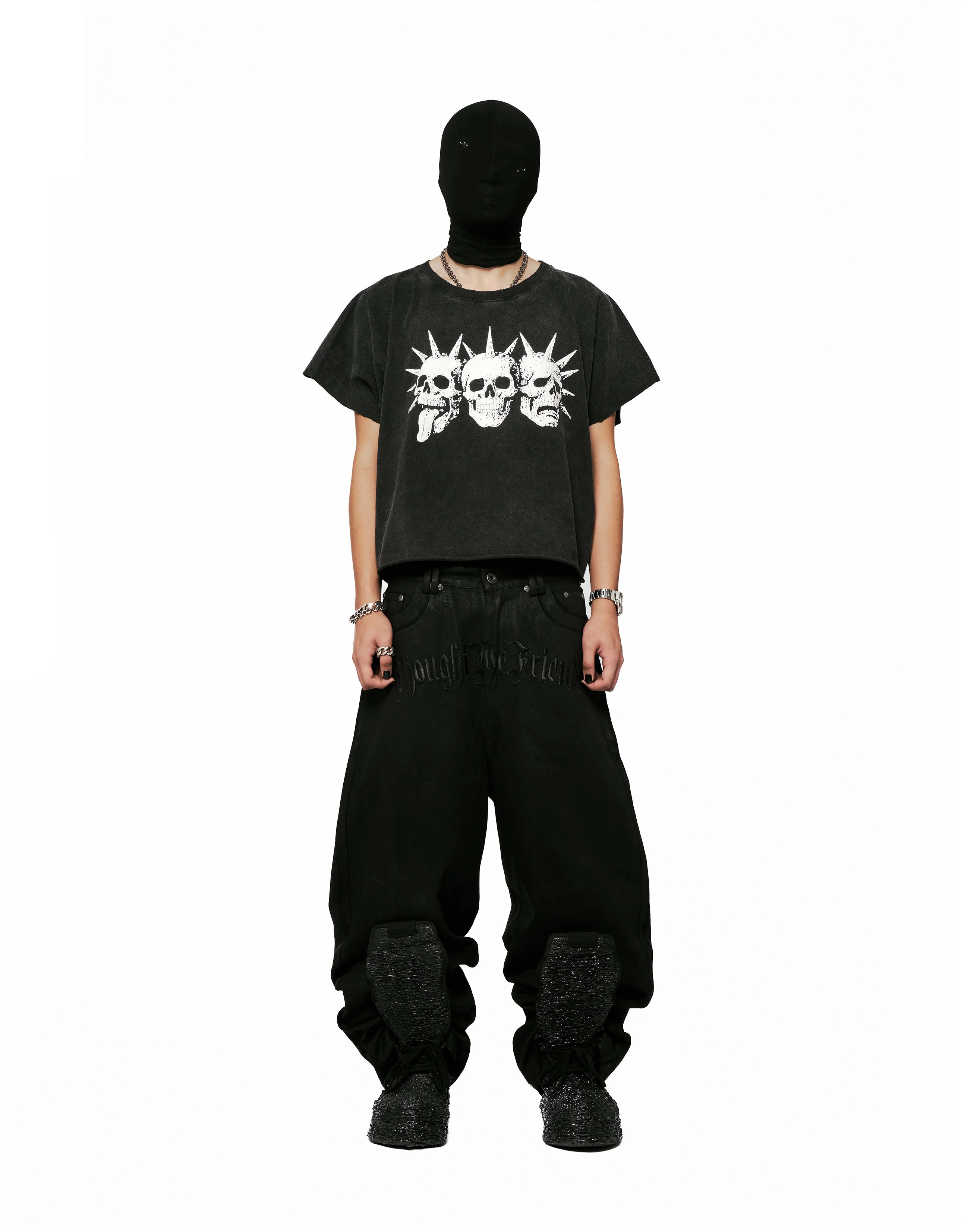 Tavius 3 Faces Loose T-shirt in Washed Black - Image 7