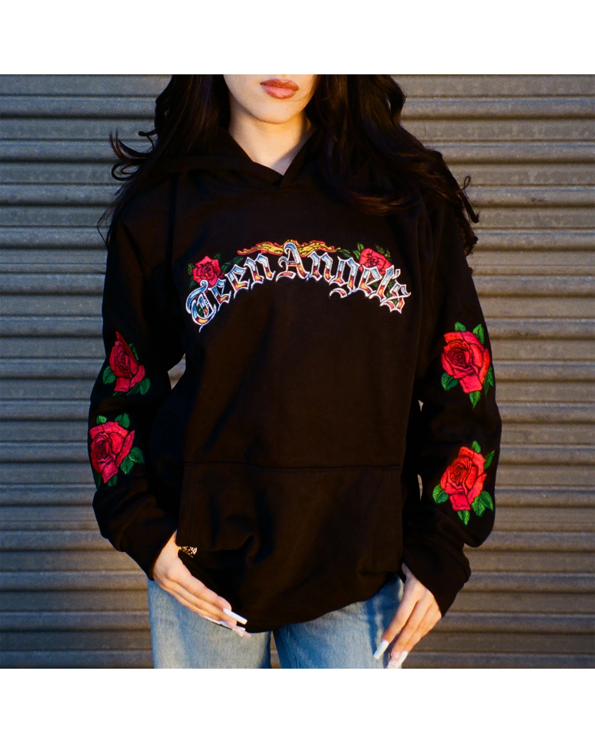 Teen Angel's "Roses 'n Chrome" Hoodie - Image 2