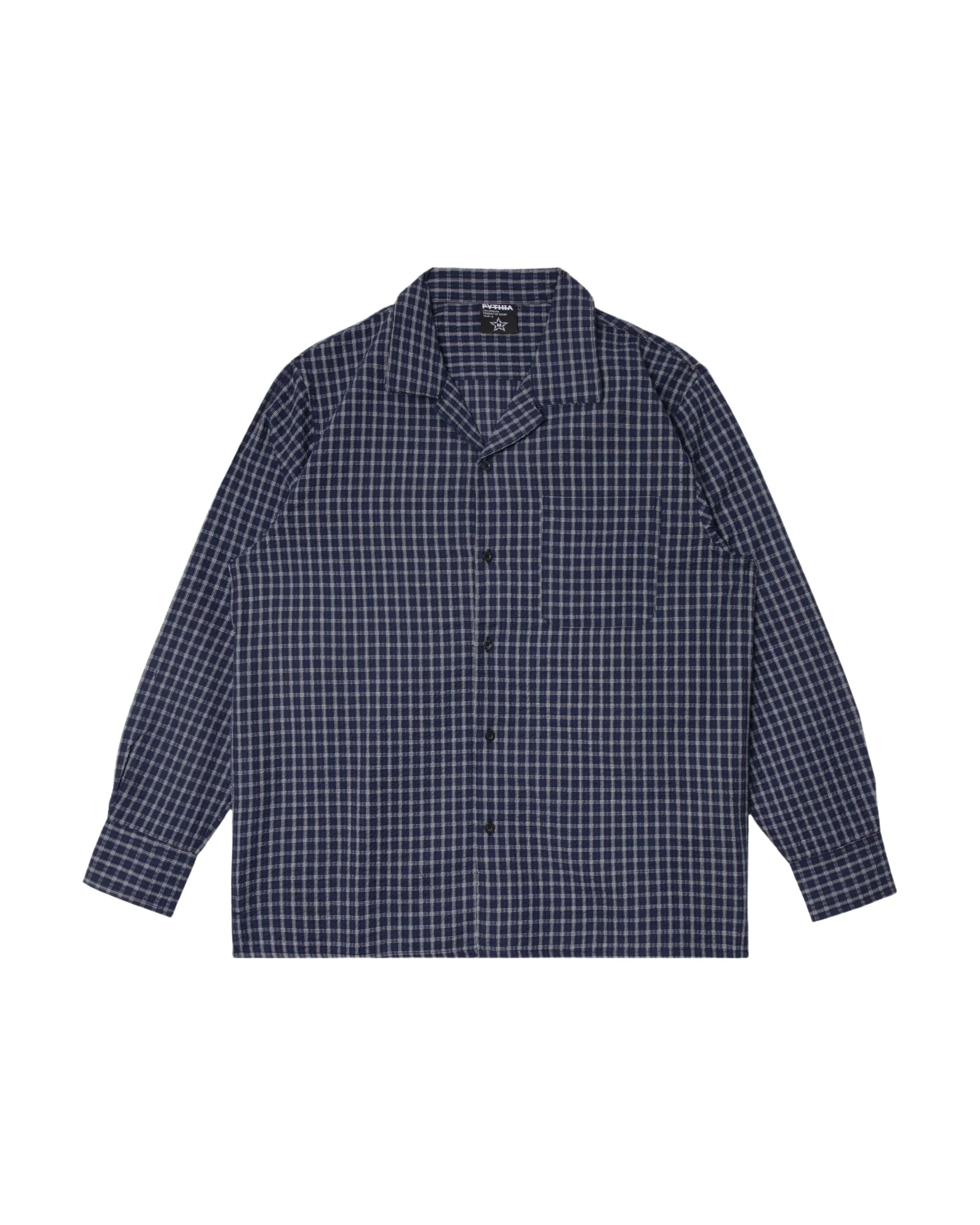 TEXTURED FLANNEL BUTTON-UP -  NAVY