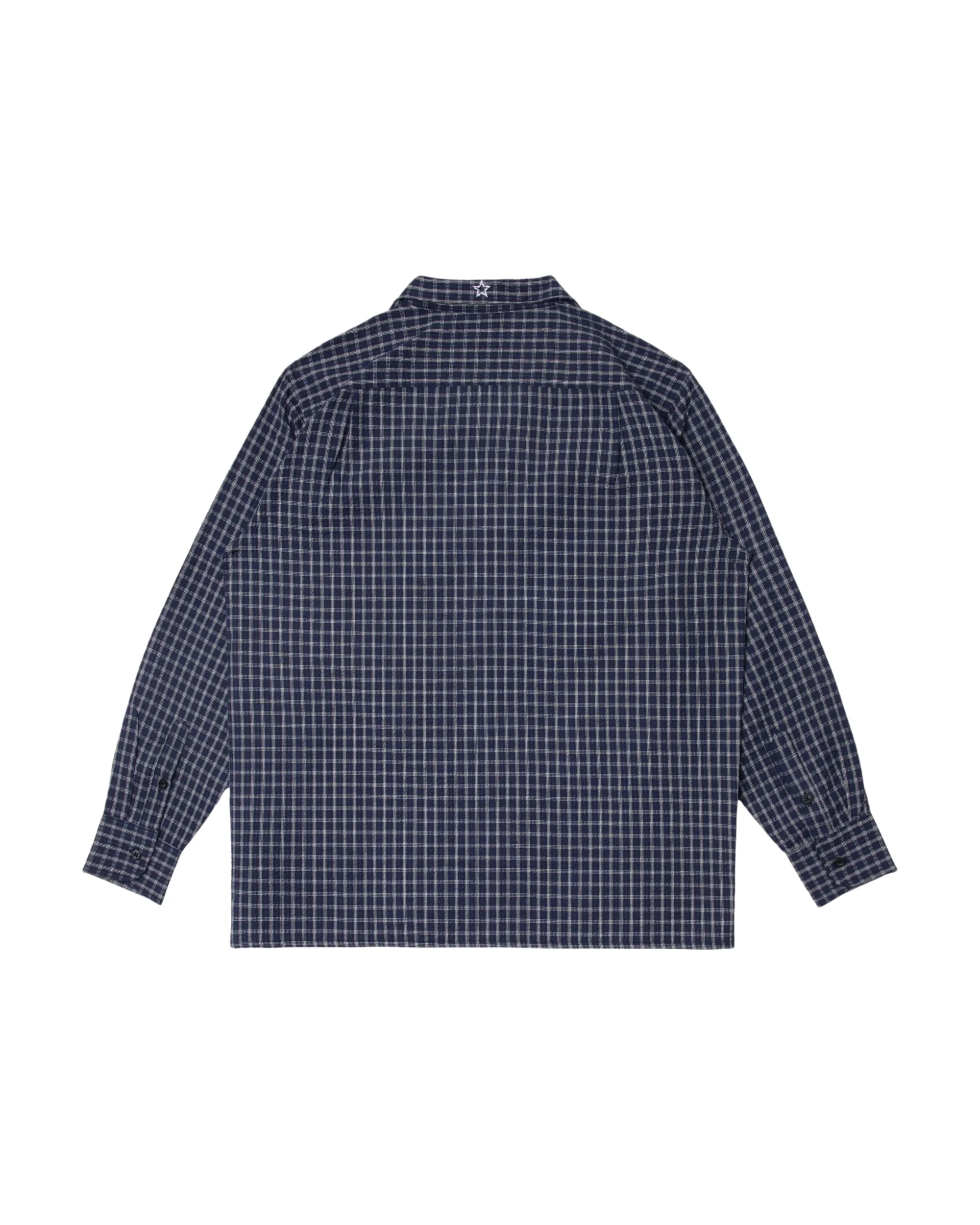 TEXTURED FLANNEL BUTTON-UP -  NAVY - Image 4