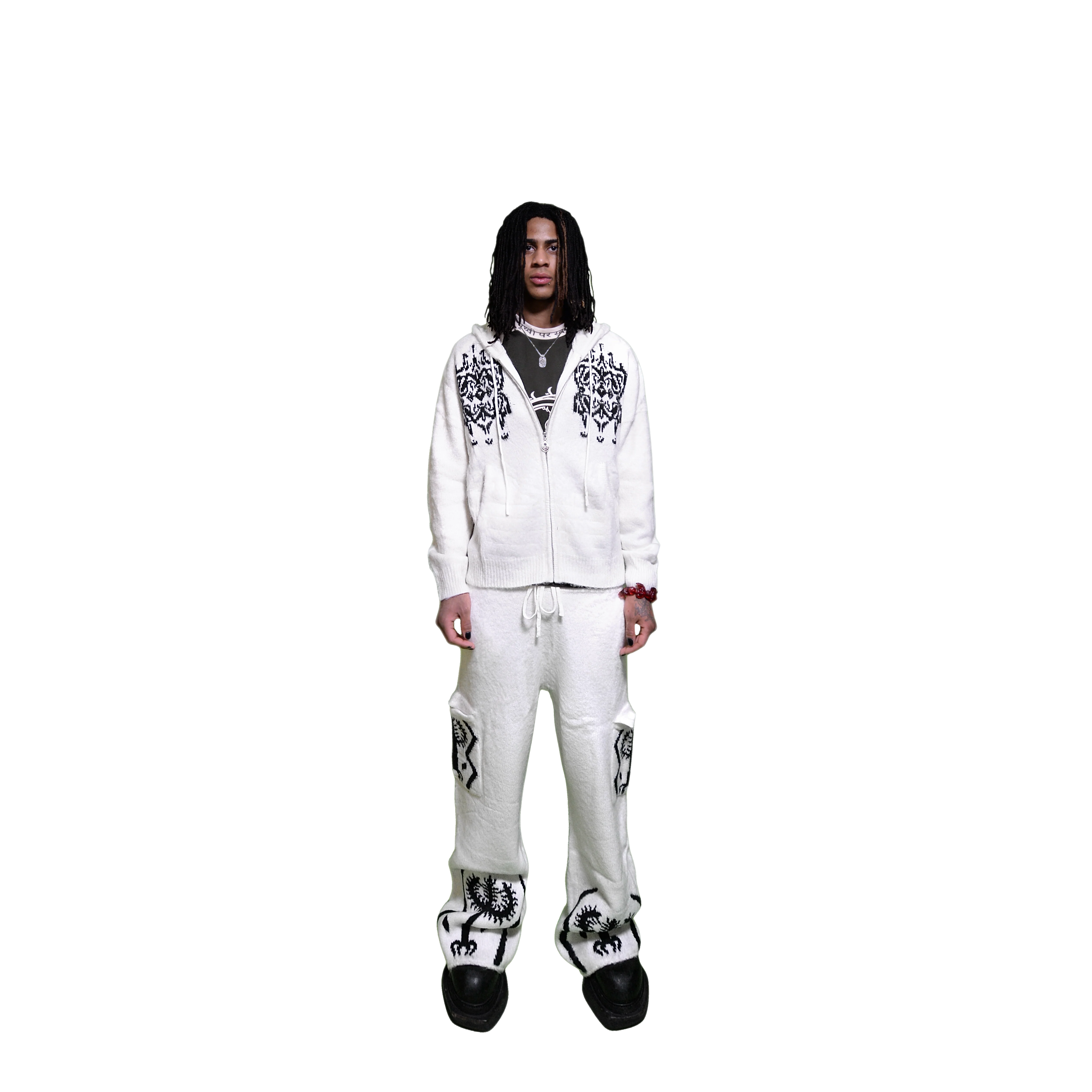 The Sacred Tree Mohair Zip Hoodie (WHT) - Image 6