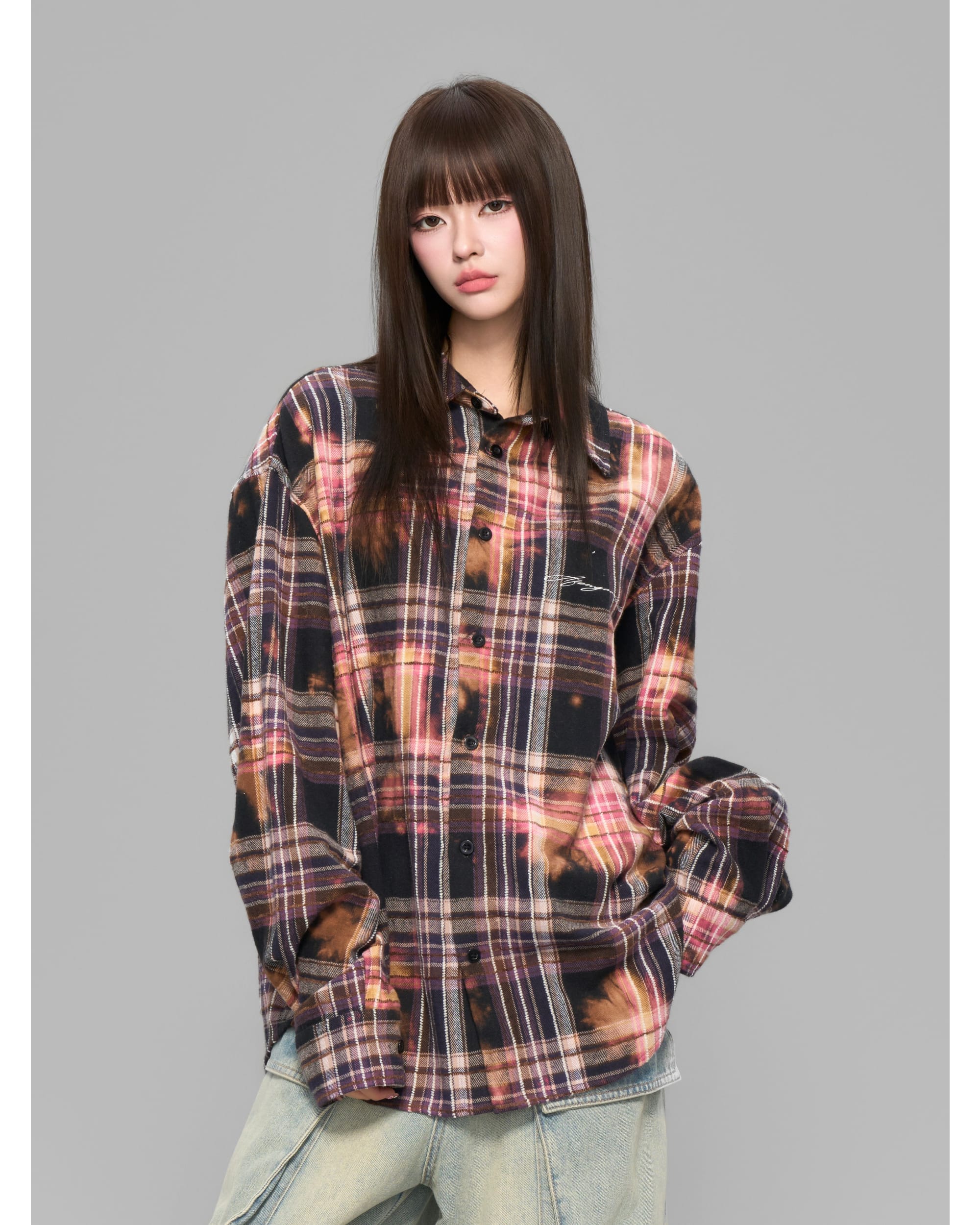 Tie-dye check shirt