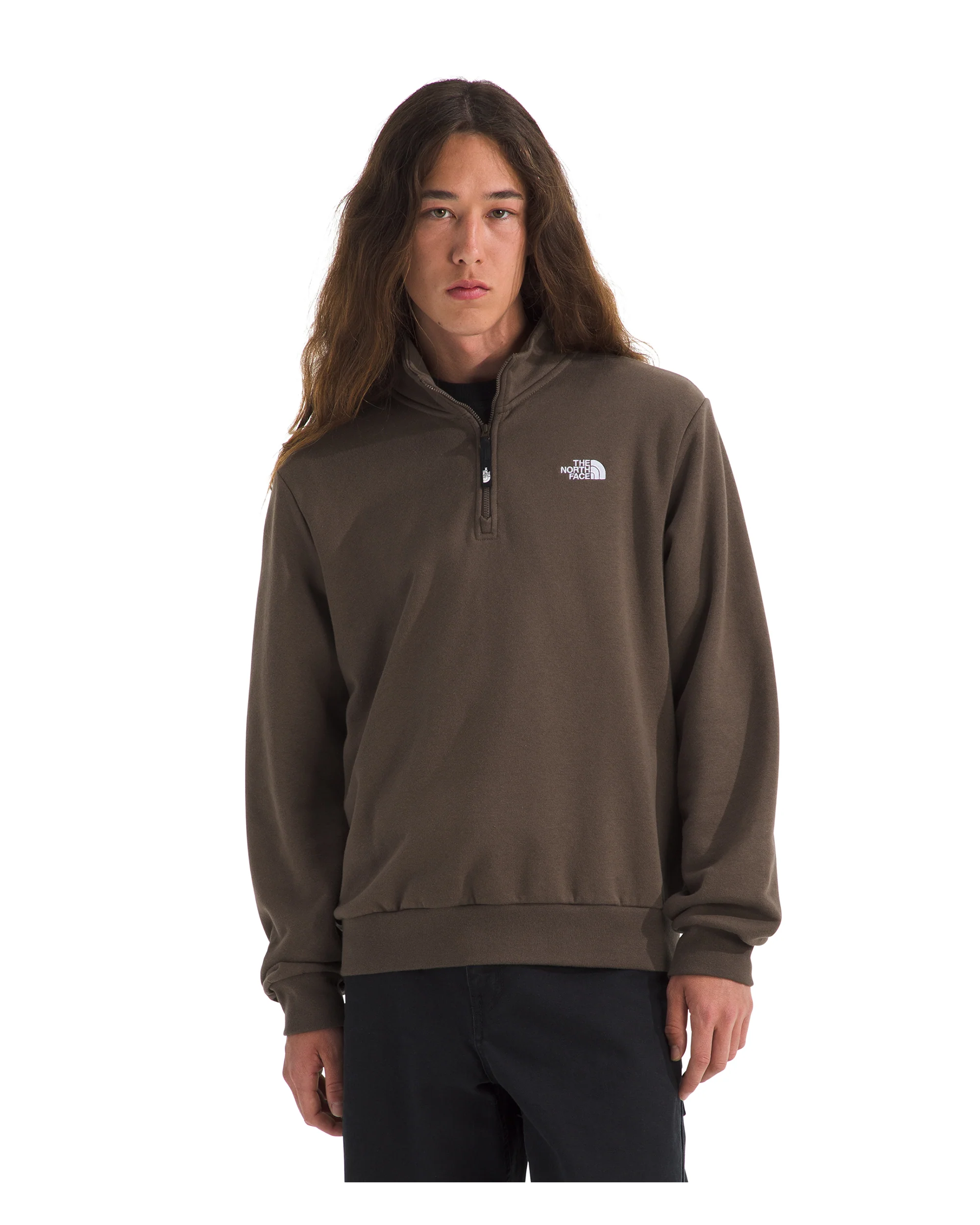TNF M EVOLUTION SIMPLE DOME 1/4 ZIP BROWN