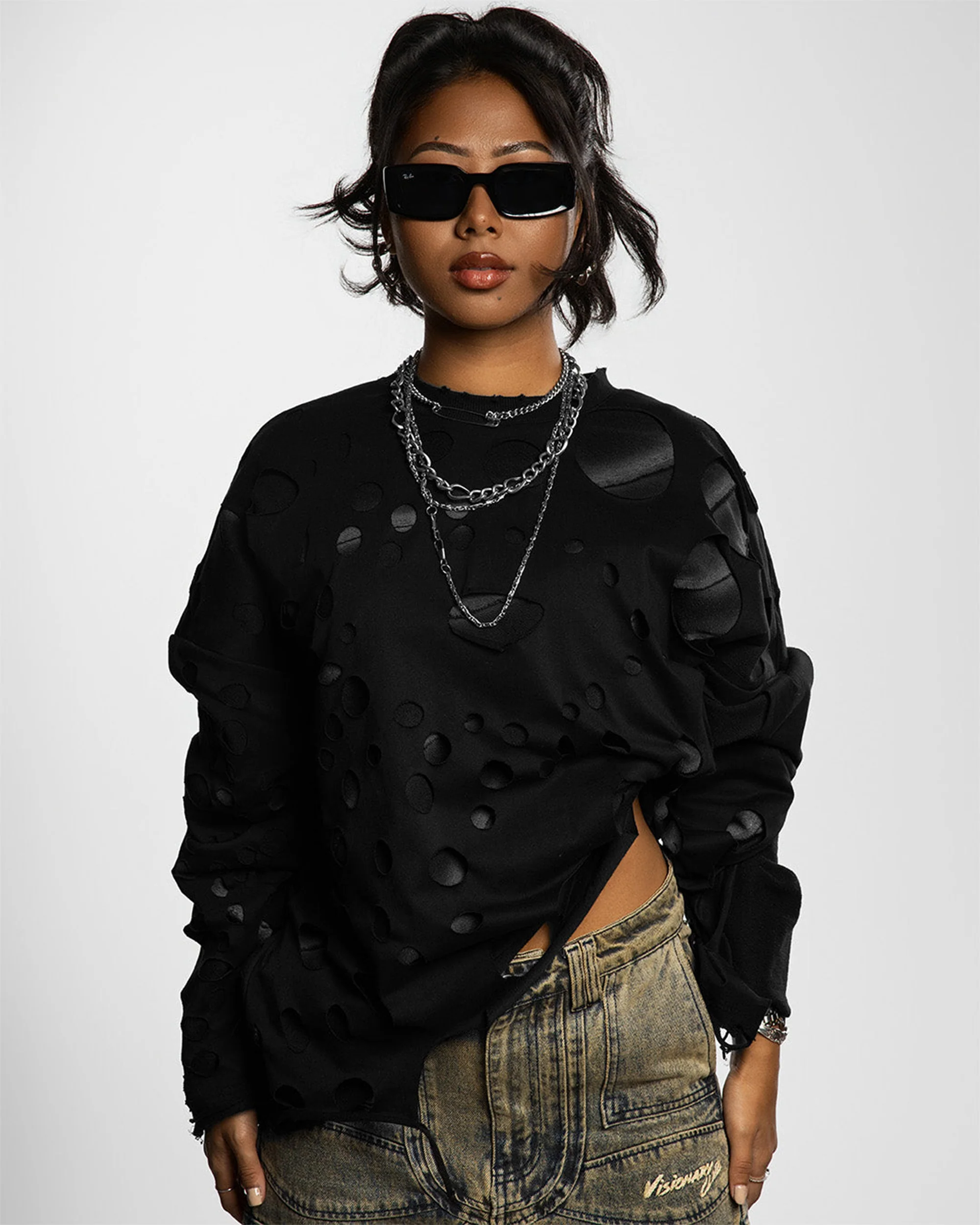 "VEIL OF DESIRE" LONG SLEEVE (BLACK) - Image 3