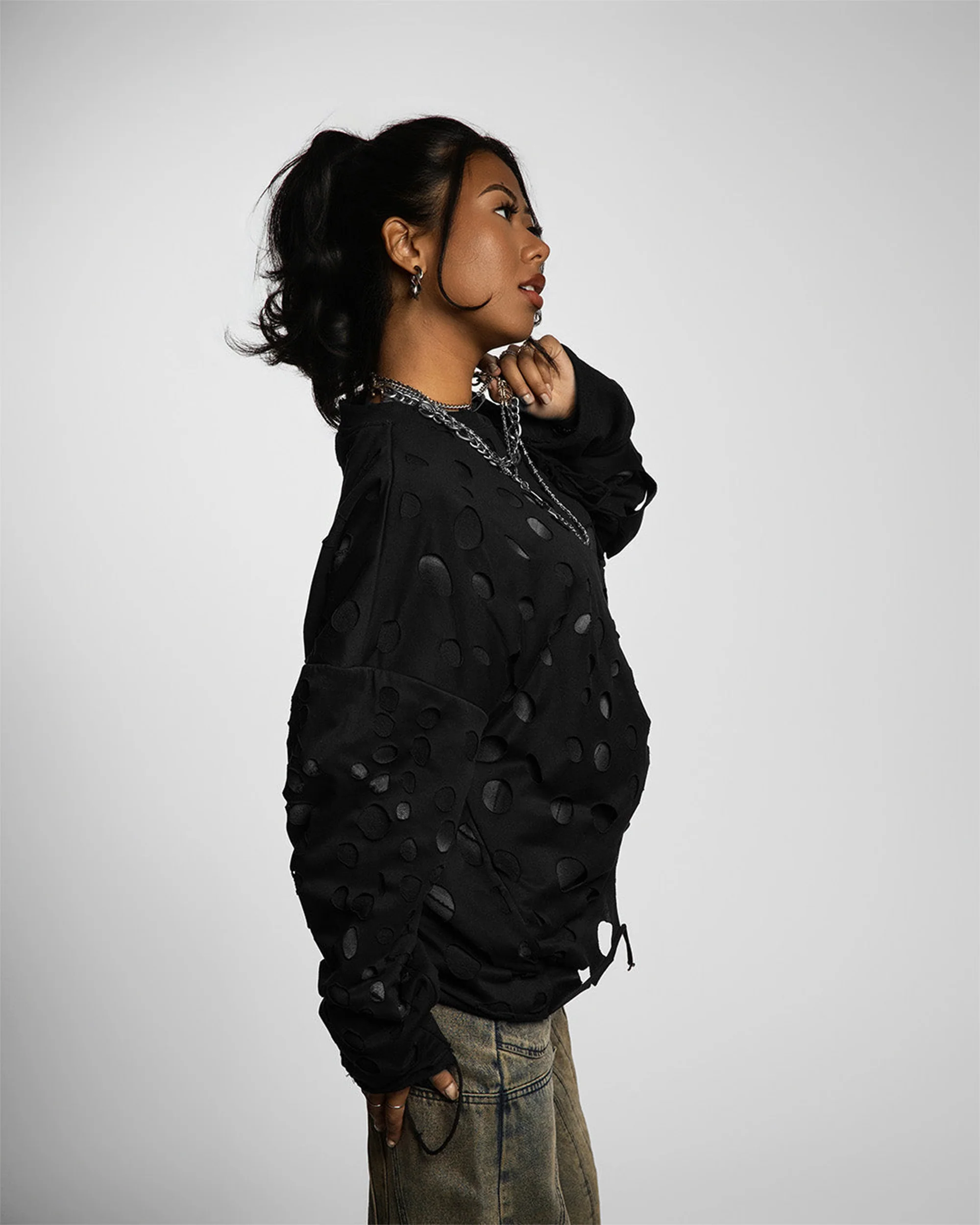 "VEIL OF DESIRE" LONG SLEEVE (BLACK) - Image 6