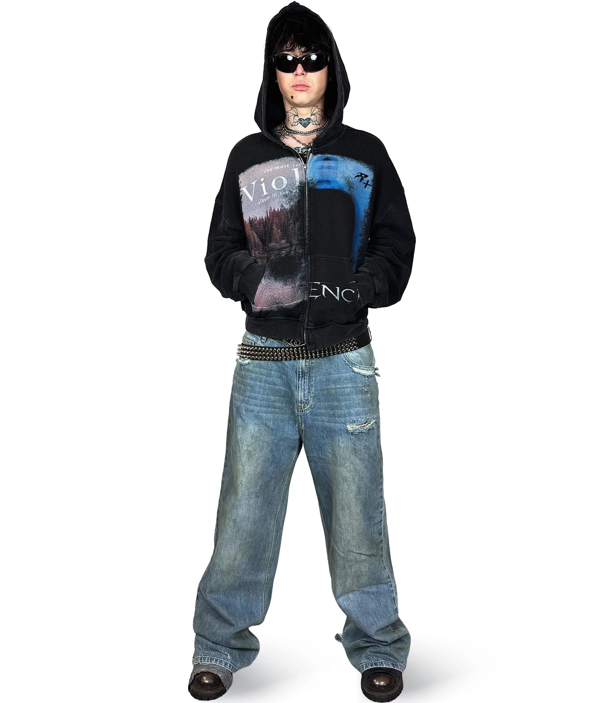 VIOLENCE - OVERSIZED ZIP-HOODIE (WASHED) | UNISEX - Image 13