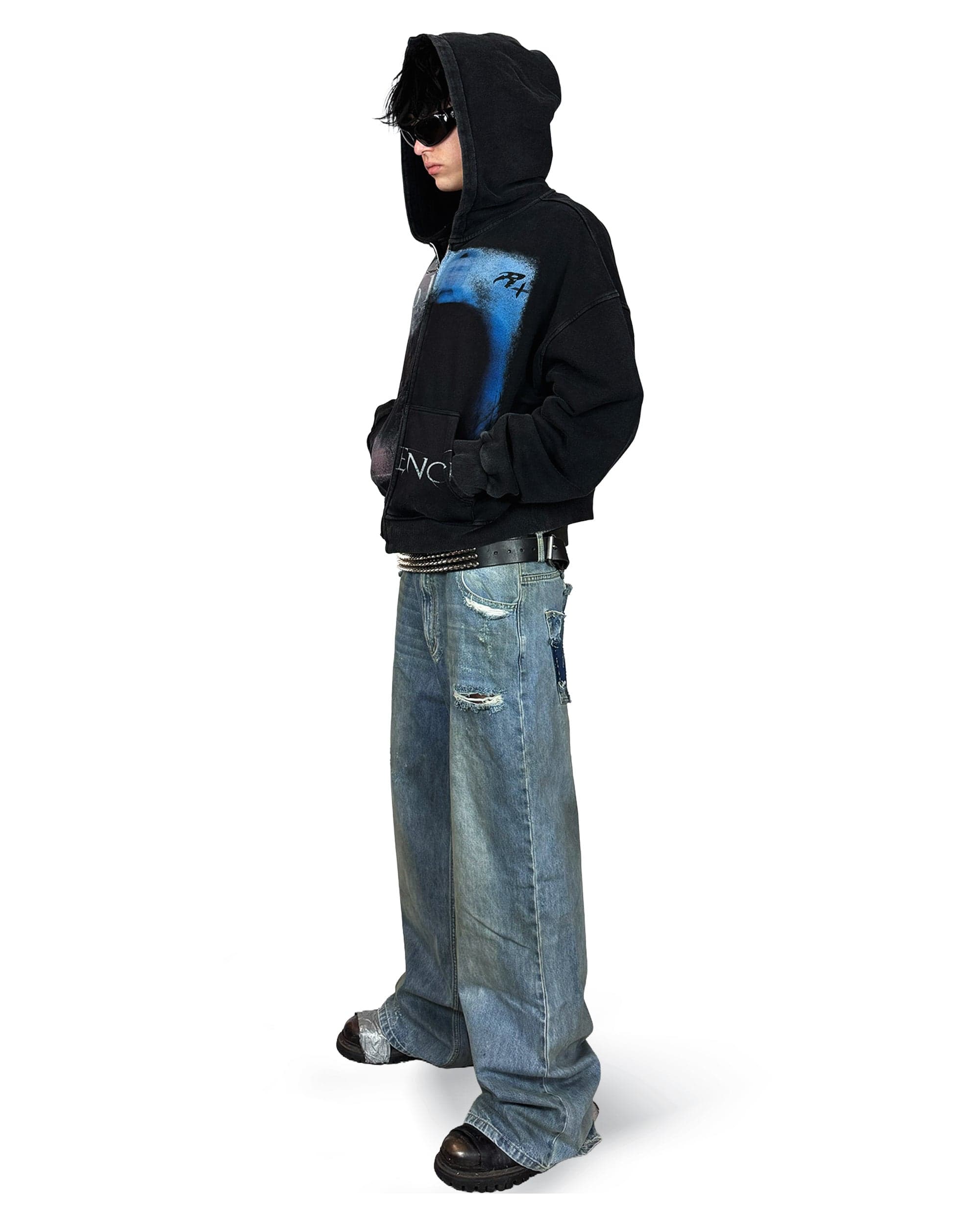 VIOLENCE - OVERSIZED ZIP-HOODIE (WASHED) | UNISEX - Image 5