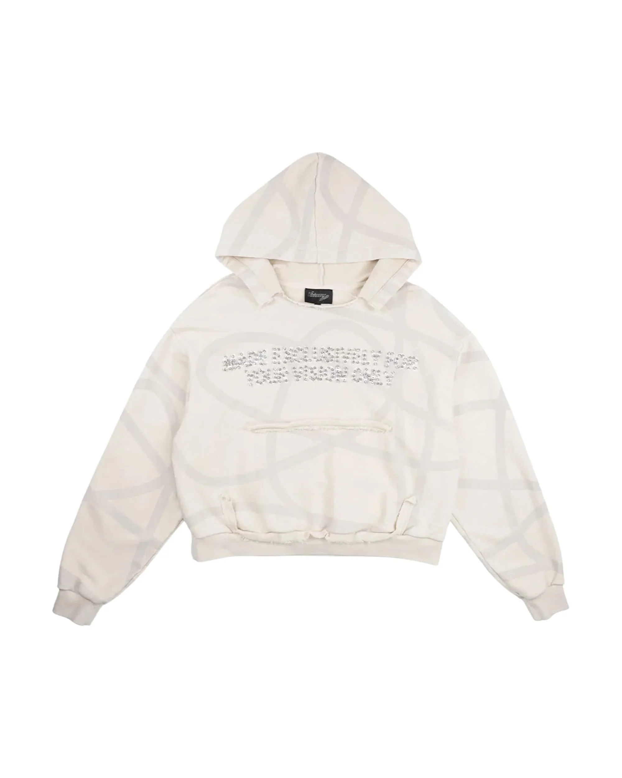 VISIONARY "TWISTED CHAOS" DISTRESSED HOODIE ( OAT MILK )