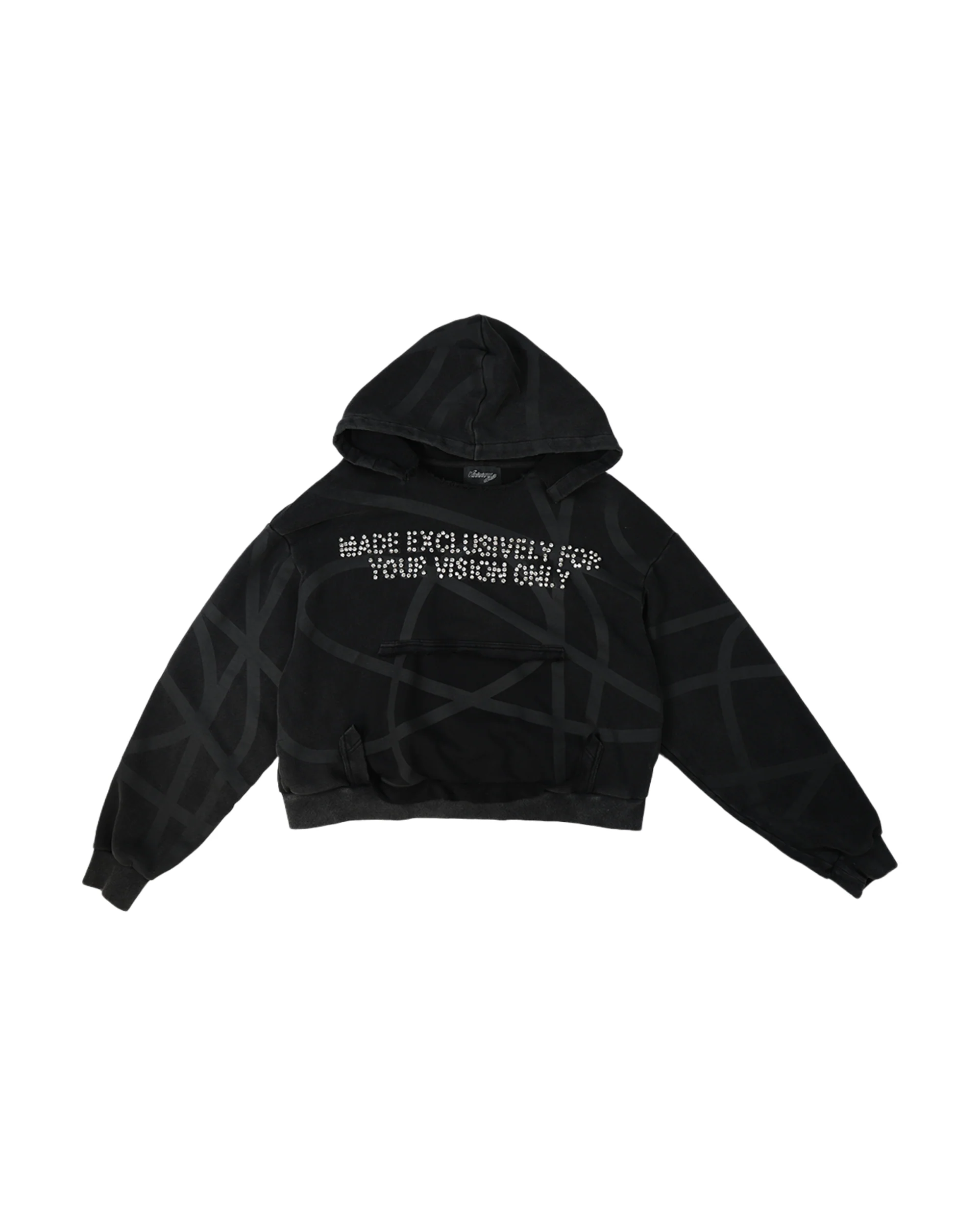VISIONARY "TWISTED CHAOS" DISTRESSED HOODIE (TRIPLE BLACK)