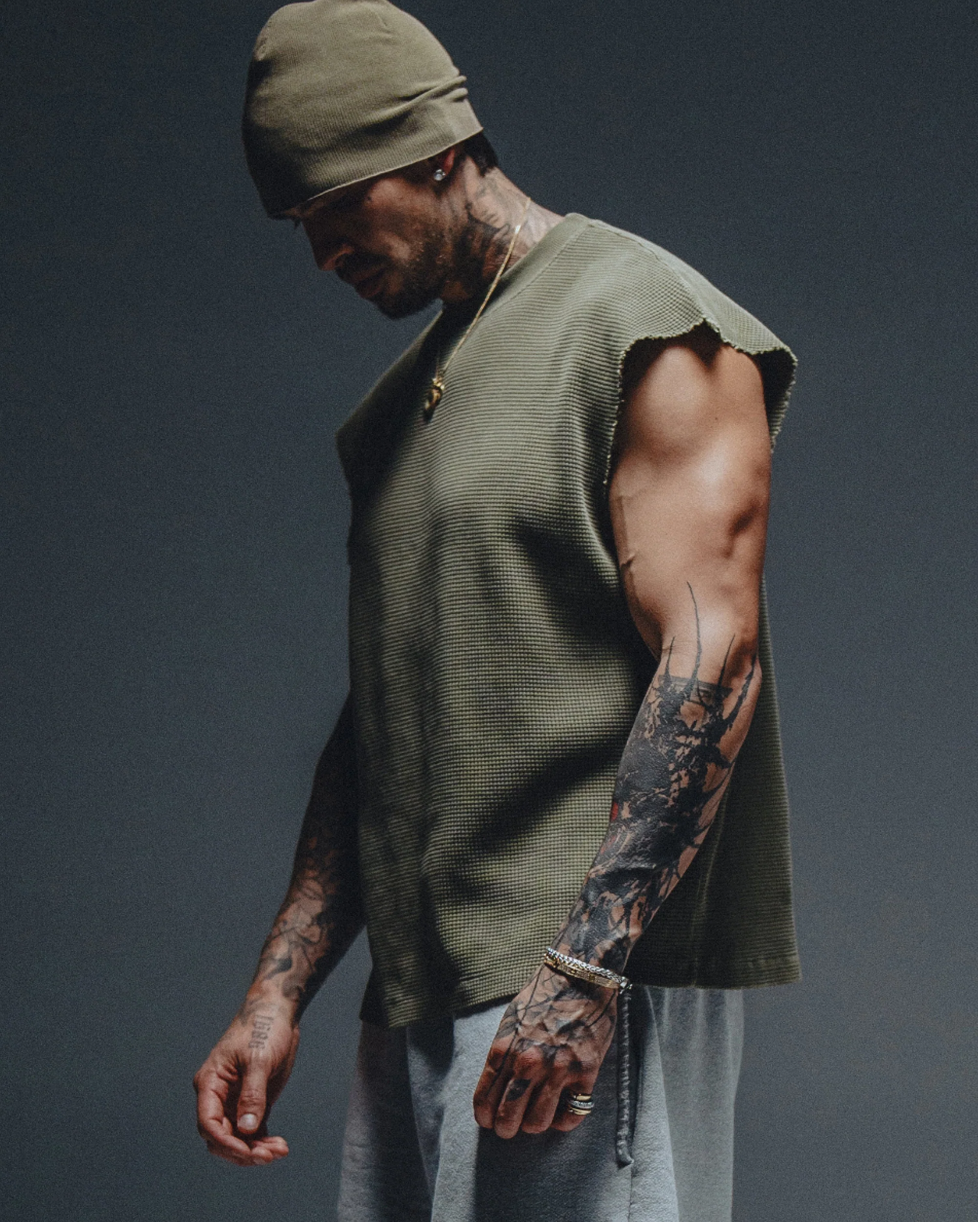 Waffle Sleeveless - Military Green - Image 3