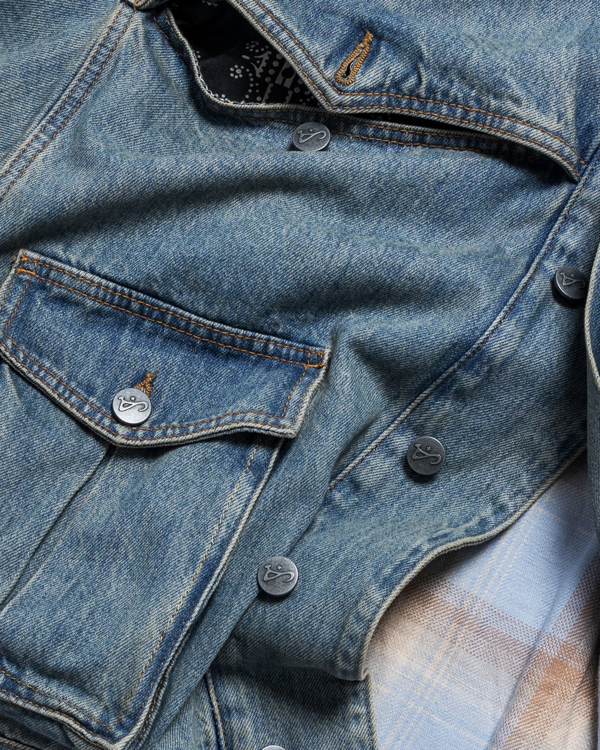 Washed Indigo Reversible 7 Pocket Japanese Denim Jacket - Image 24