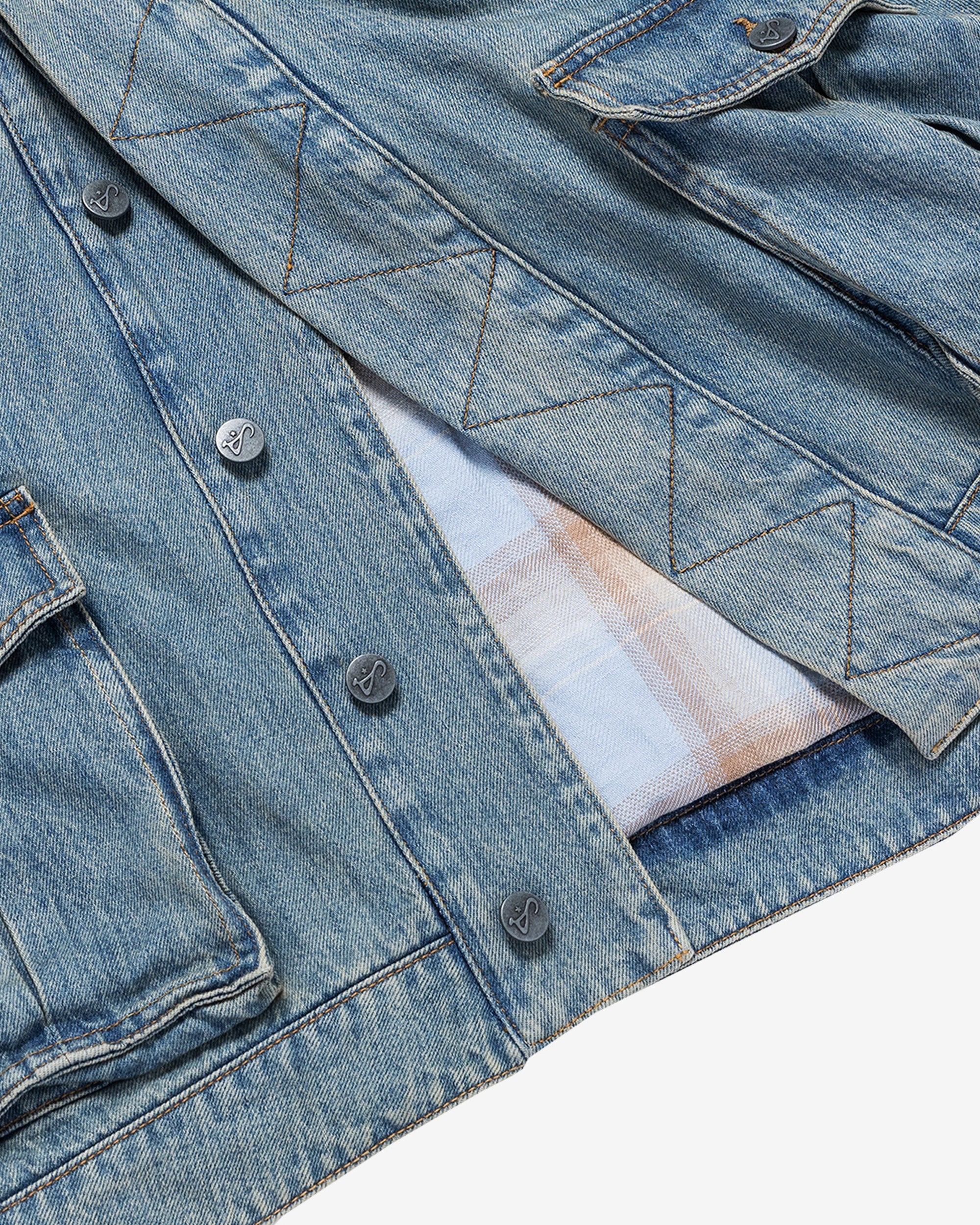Washed Indigo Reversible 7 Pocket Japanese Denim Jacket - Image 27