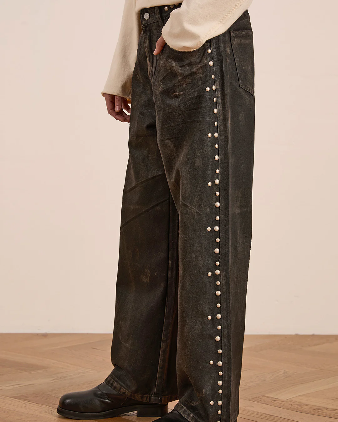 Waxed Studded Jeans - Image 10