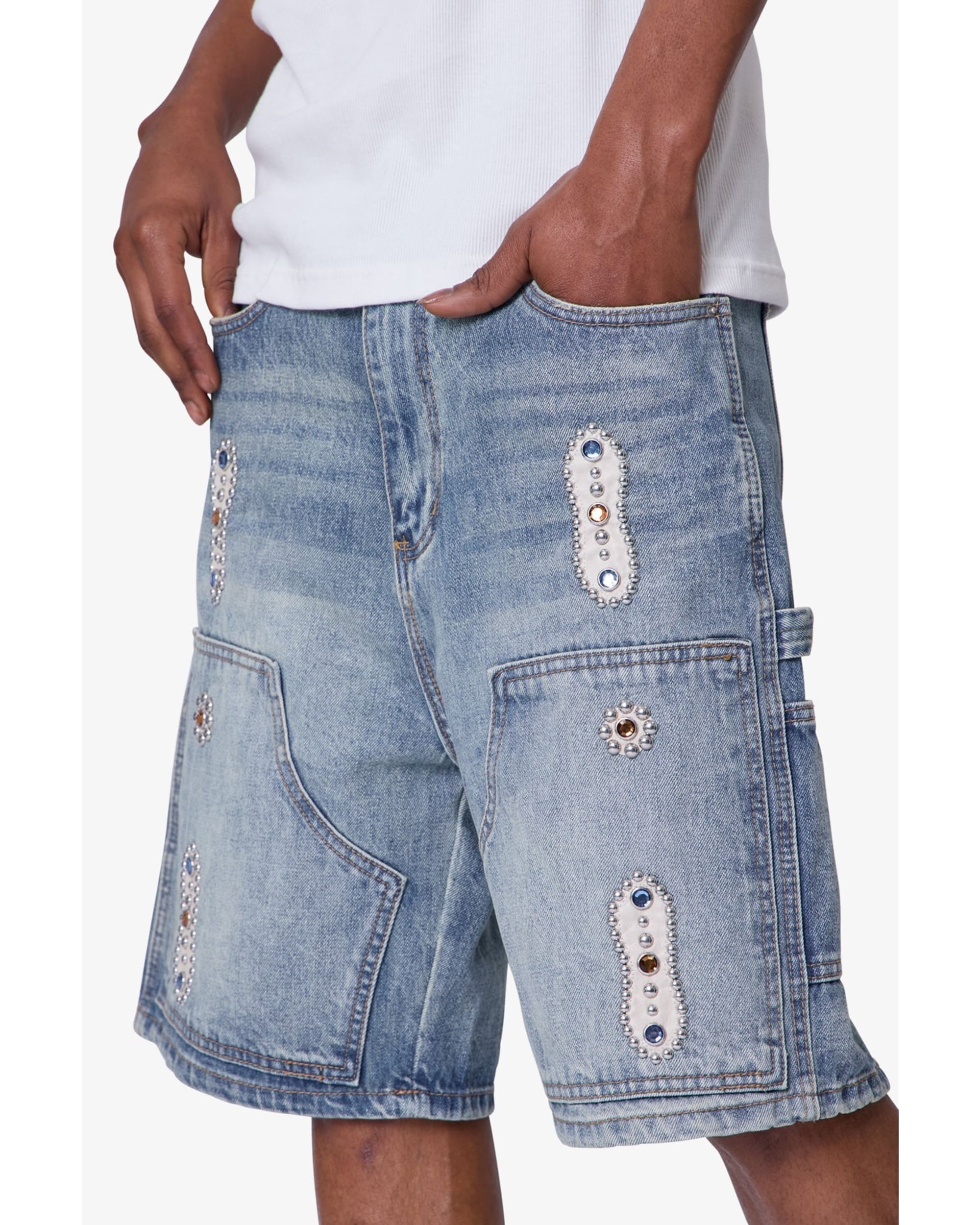 Western Jewel Denim Shorts - Blue - Image 7