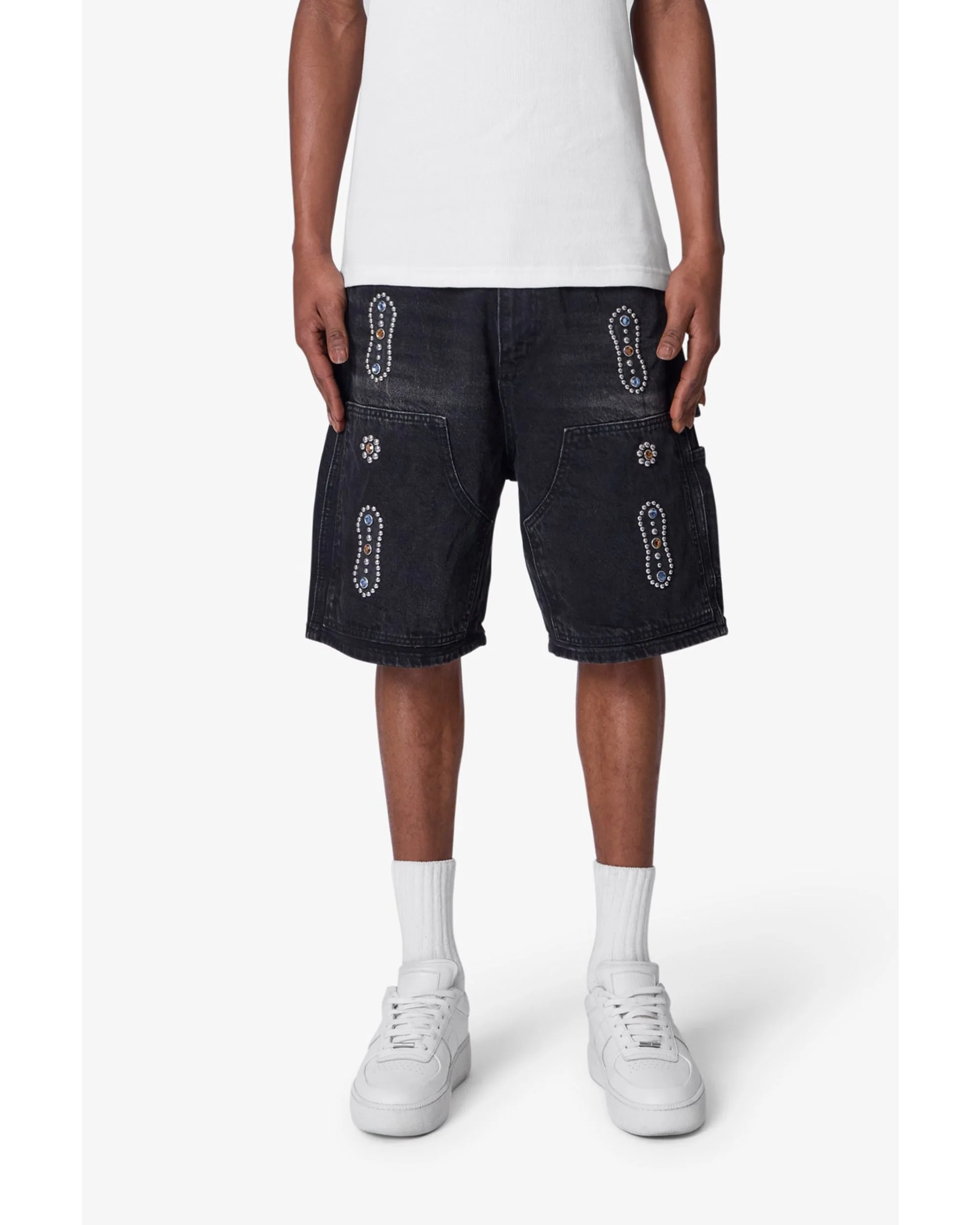 Western Jewel Denim Shorts - Washed Black - Image 7