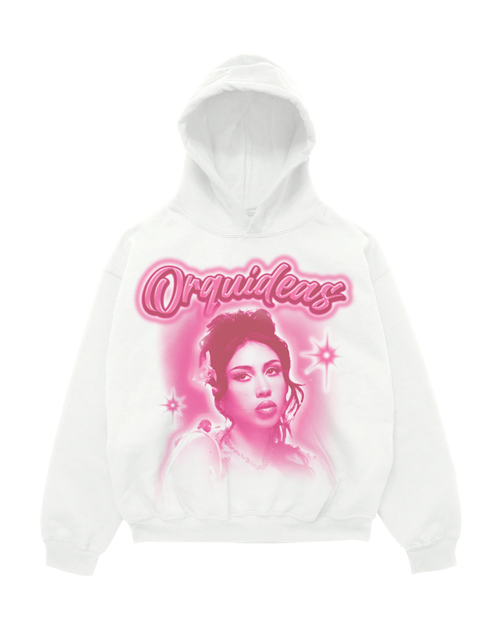 White Orquídeas Portrait Hoodie