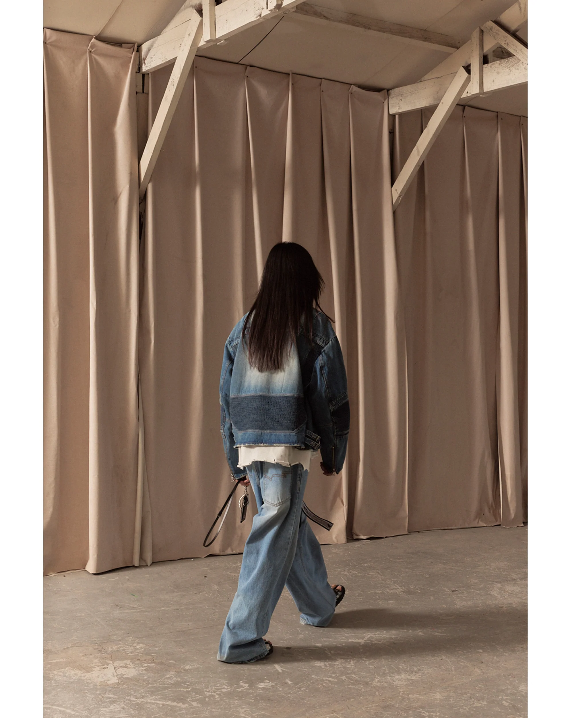 WIDE DENIM RIDER JACKET / BLUE - Image 5
