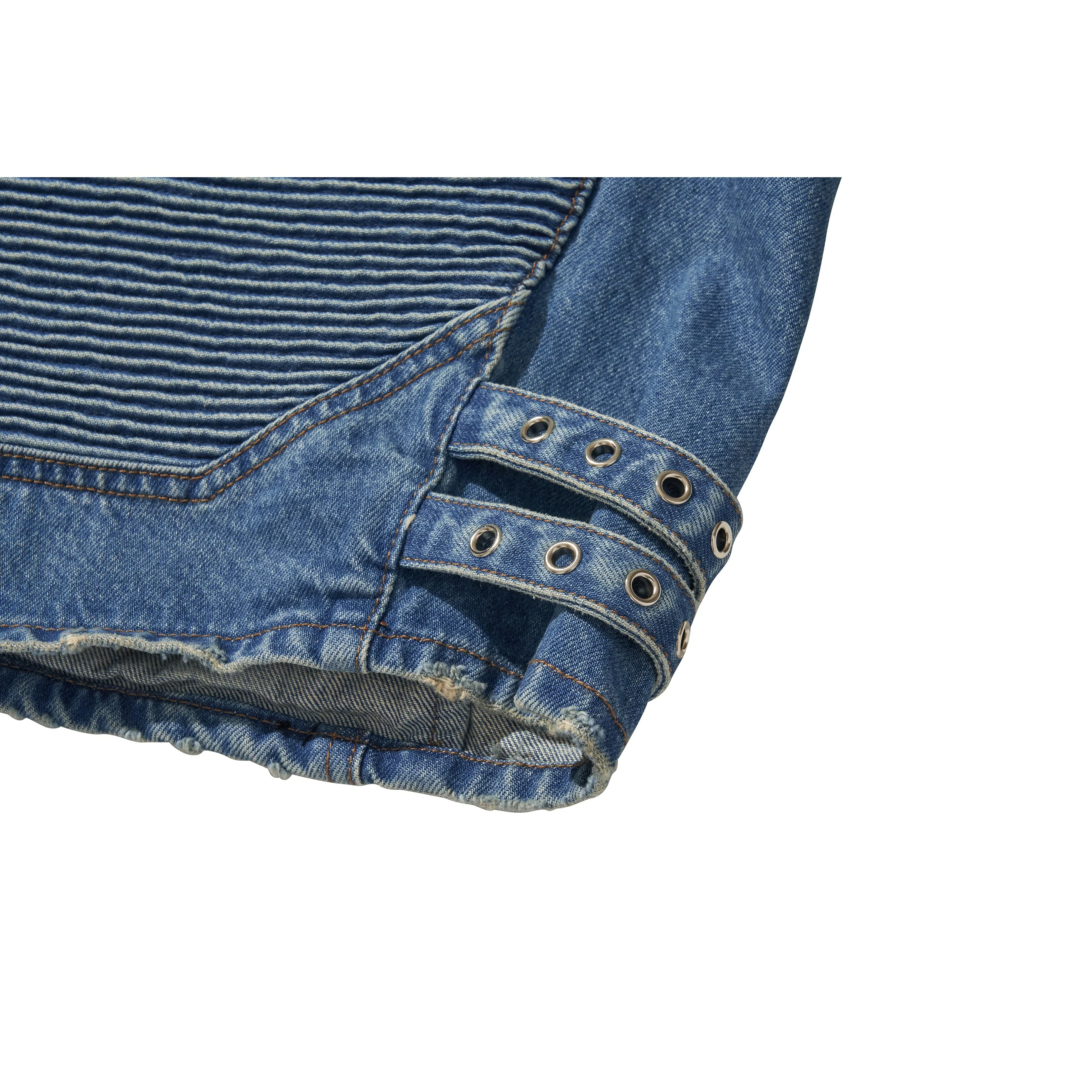 WIDE DENIM RIDER JACKET / BLUE - Image 51