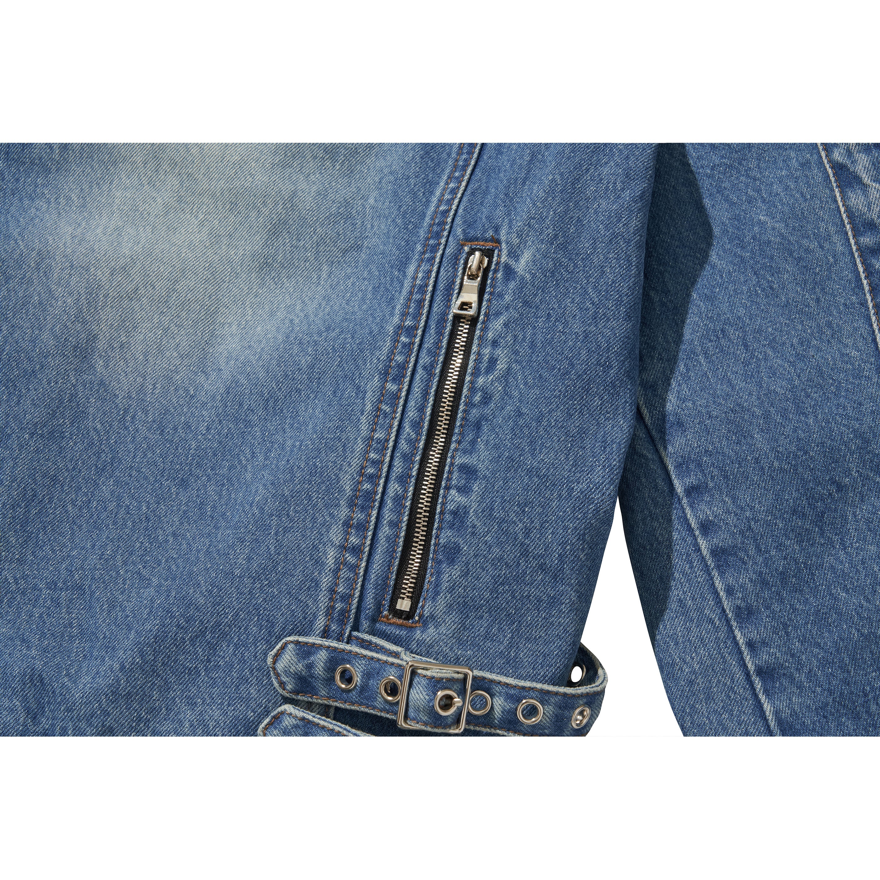 WIDE DENIM RIDER JACKET / BLUE - Image 57