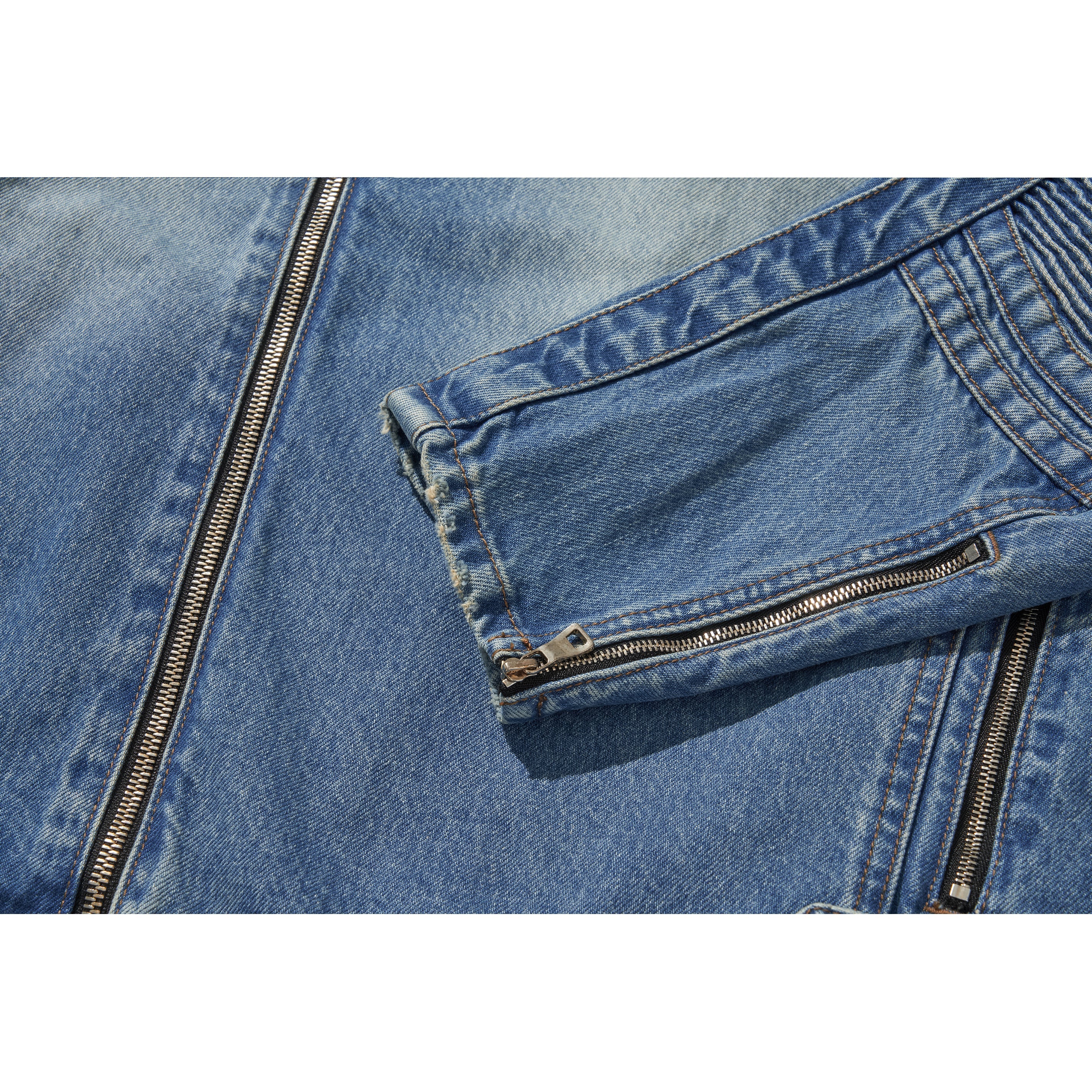 WIDE DENIM RIDER JACKET / BLUE - Image 58
