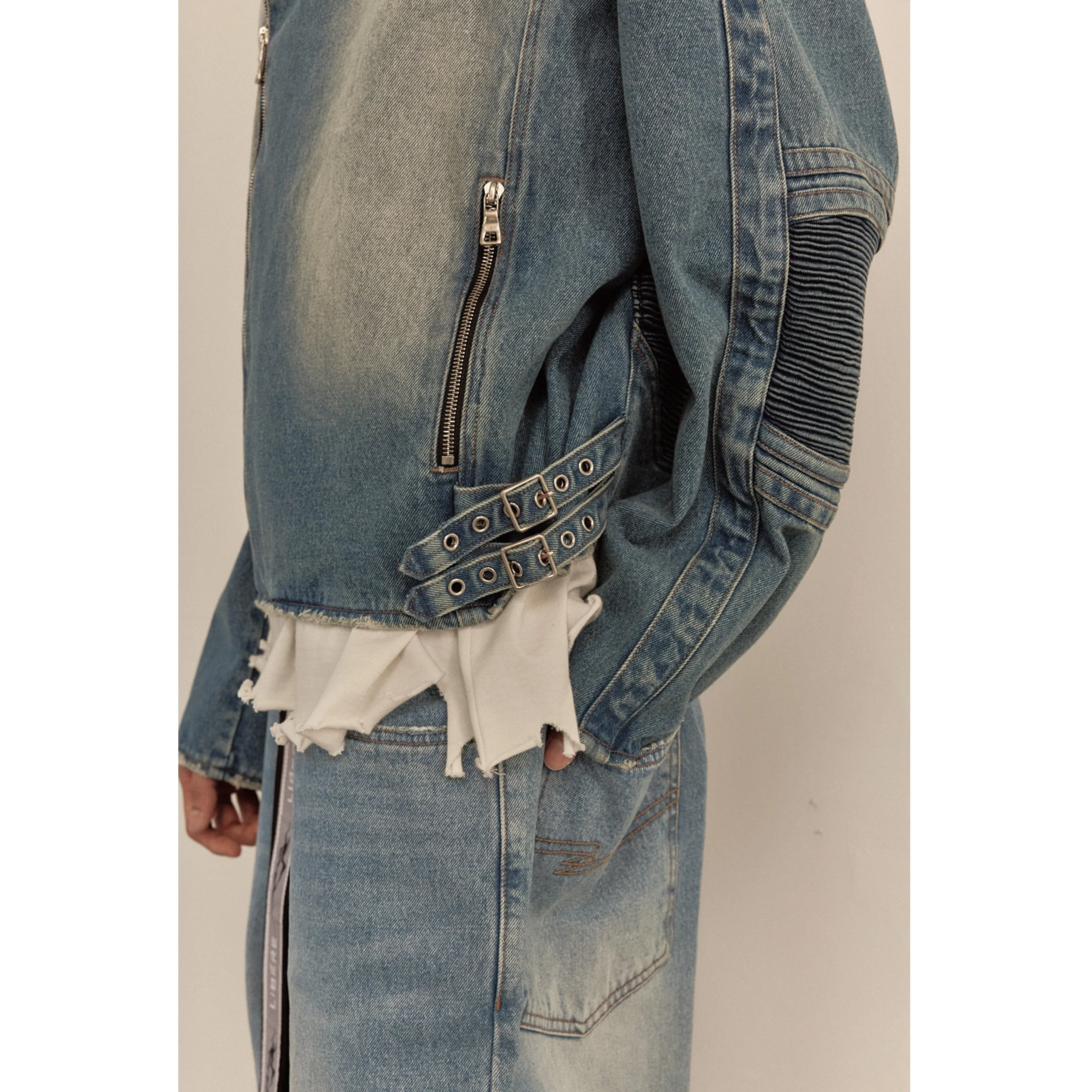 WIDE DENIM RIDER JACKET / BLUE - Image 68