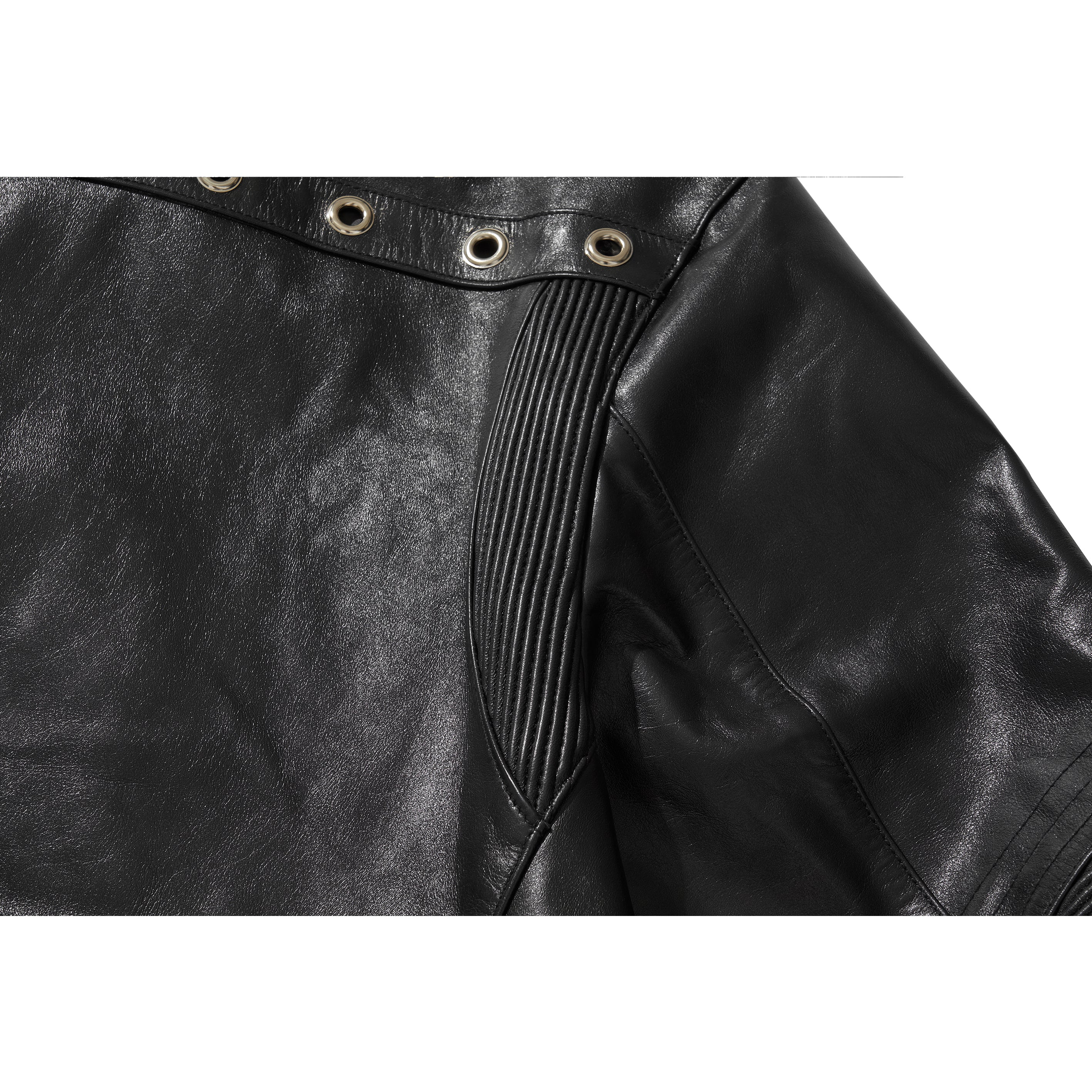 WIDE LEATHER RIDER JACKET / BLACK - Image 52