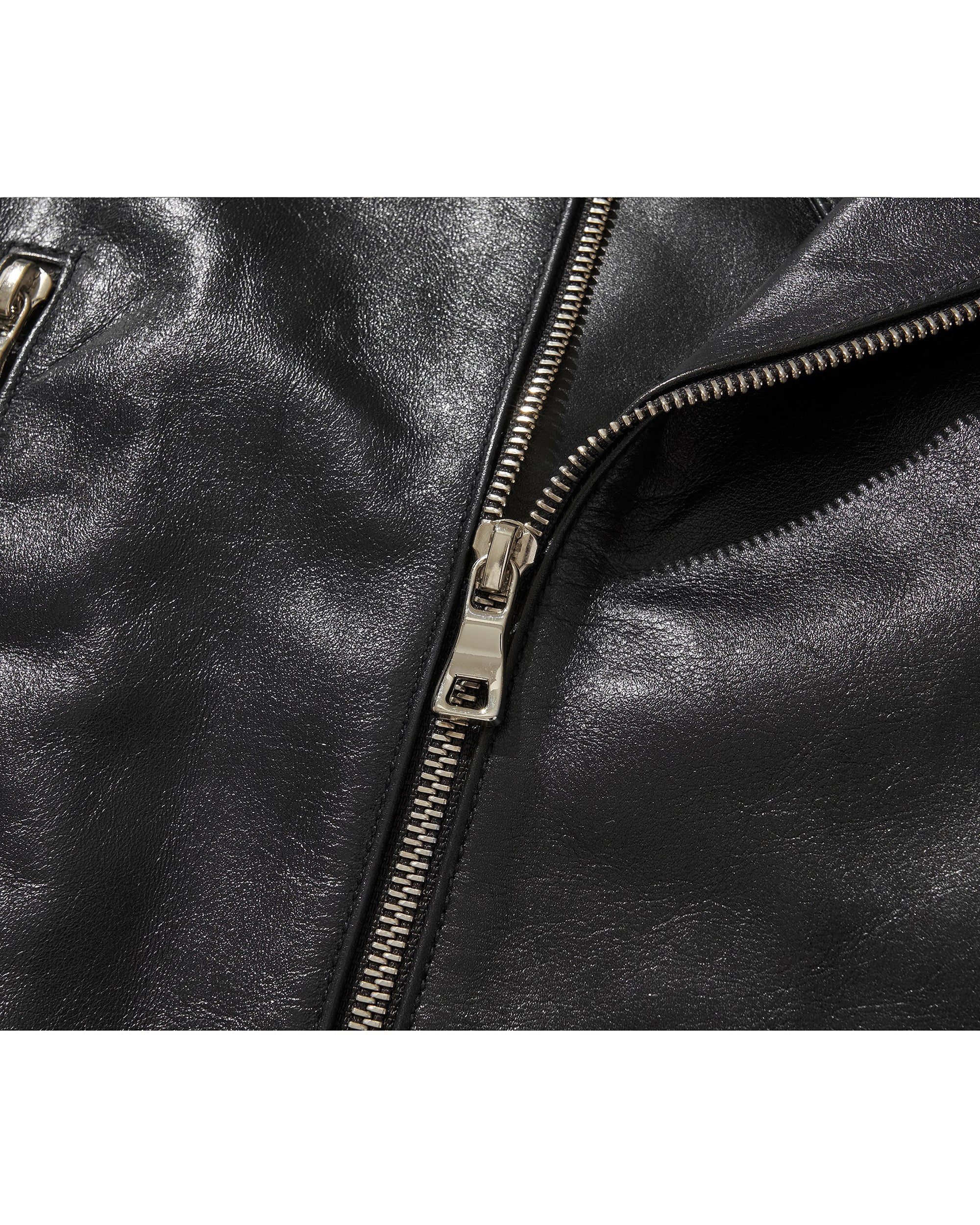 WIDE LEATHER RIDER JACKET / BLACK - Image 9