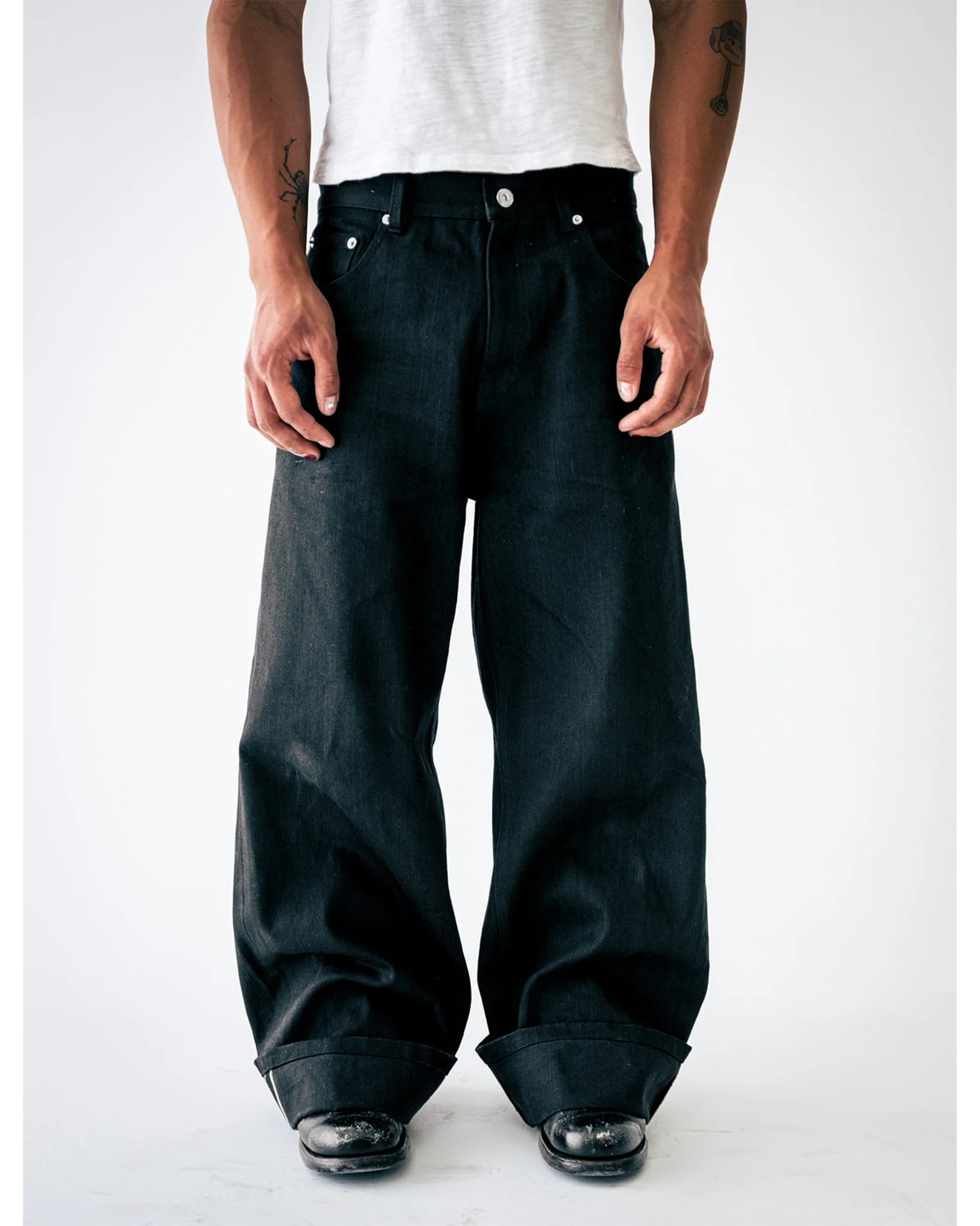 Wide Leg Denim - Jet Black Raw Selvedge - Image 2